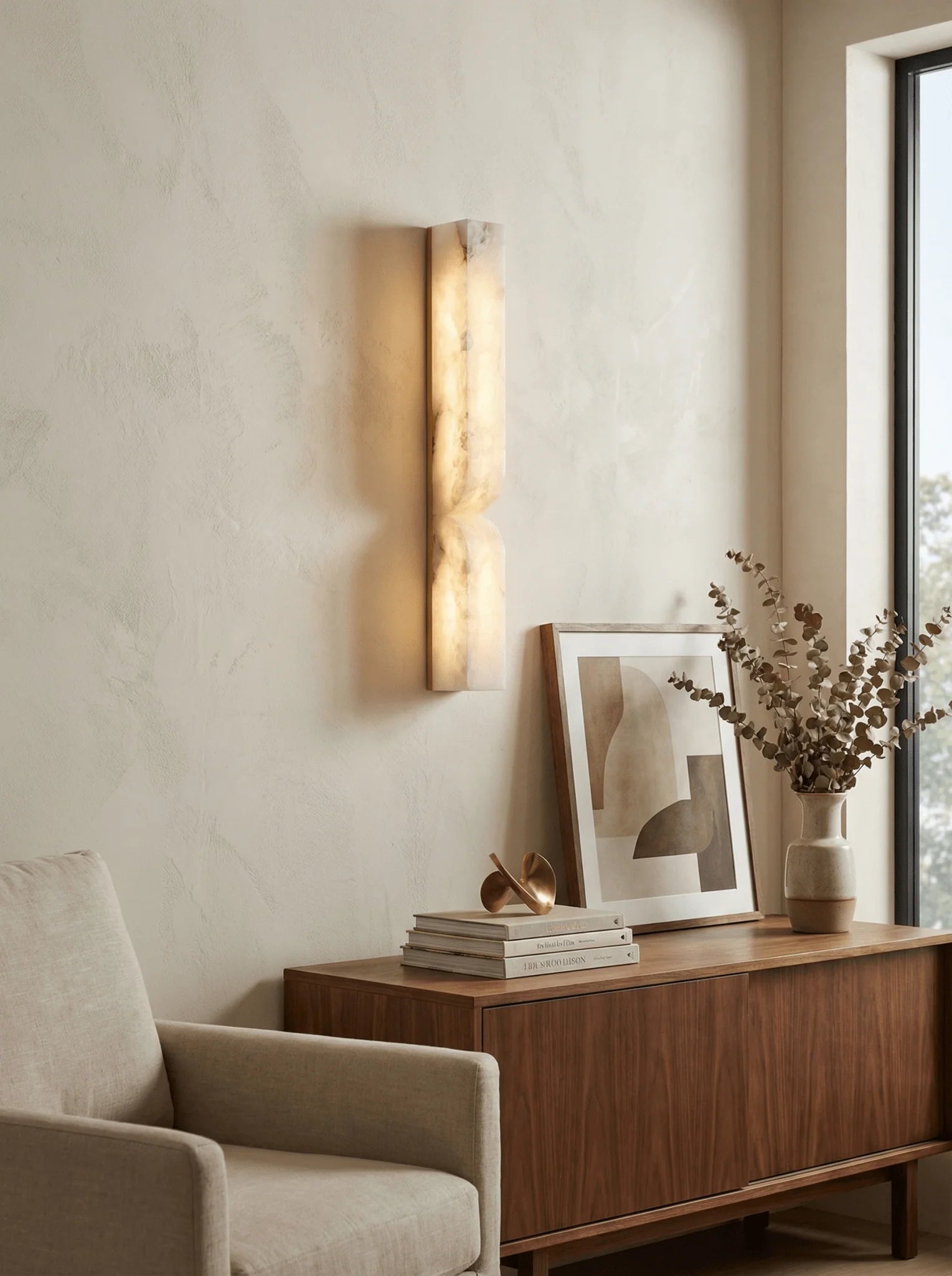 Applique Murale en Marbre Naturel & Cuivre — Lampe Art Déco Style Moderne | OBÉLISQUE™
