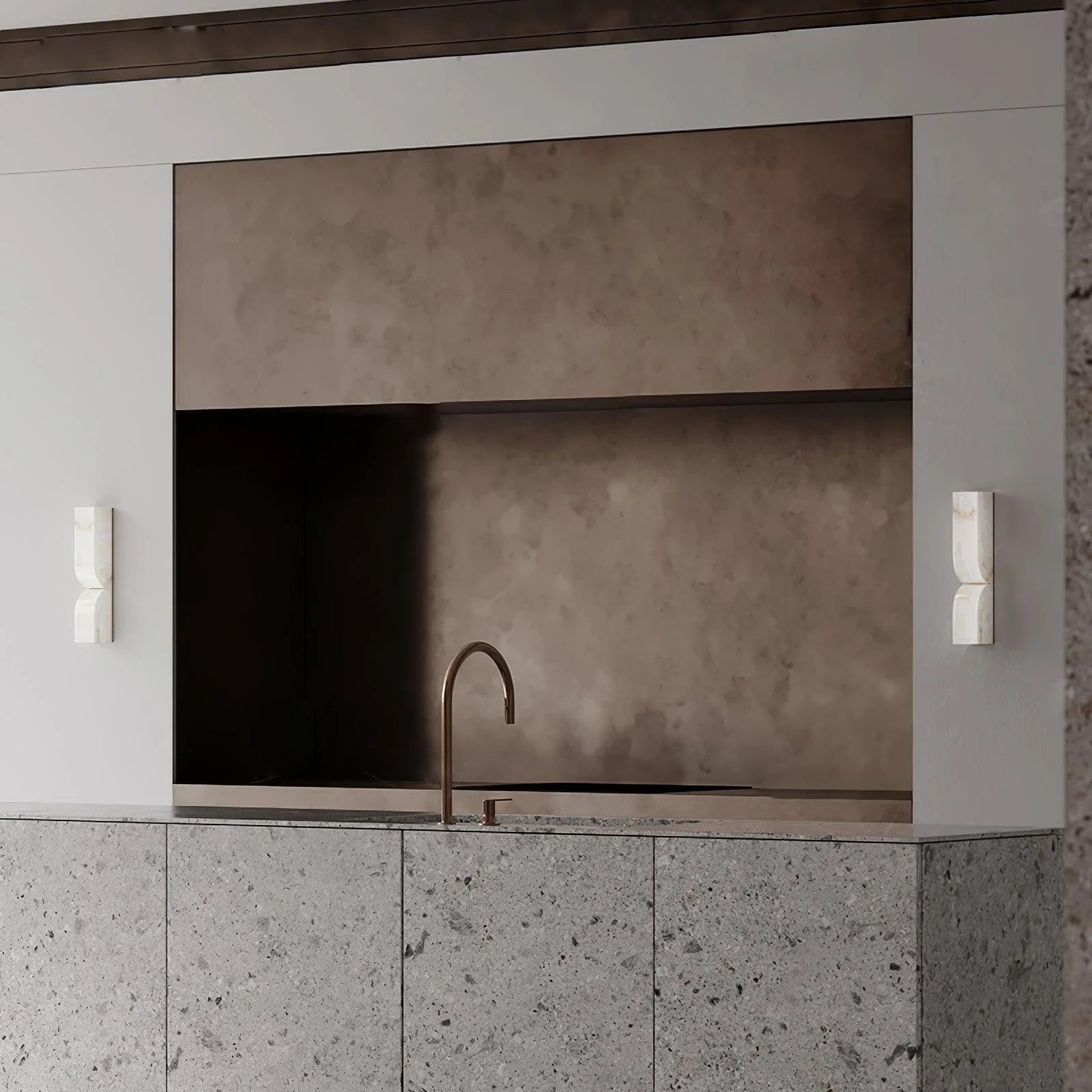 Applique Murale en Marbre Naturel & Cuivre — Lampe Art Déco Style Moderne | OBÉLISQUE™