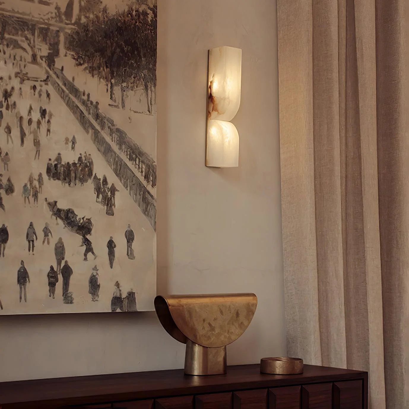Applique Murale en Marbre Naturel & Cuivre — Lampe Art Déco Style Moderne | OBÉLISQUE™