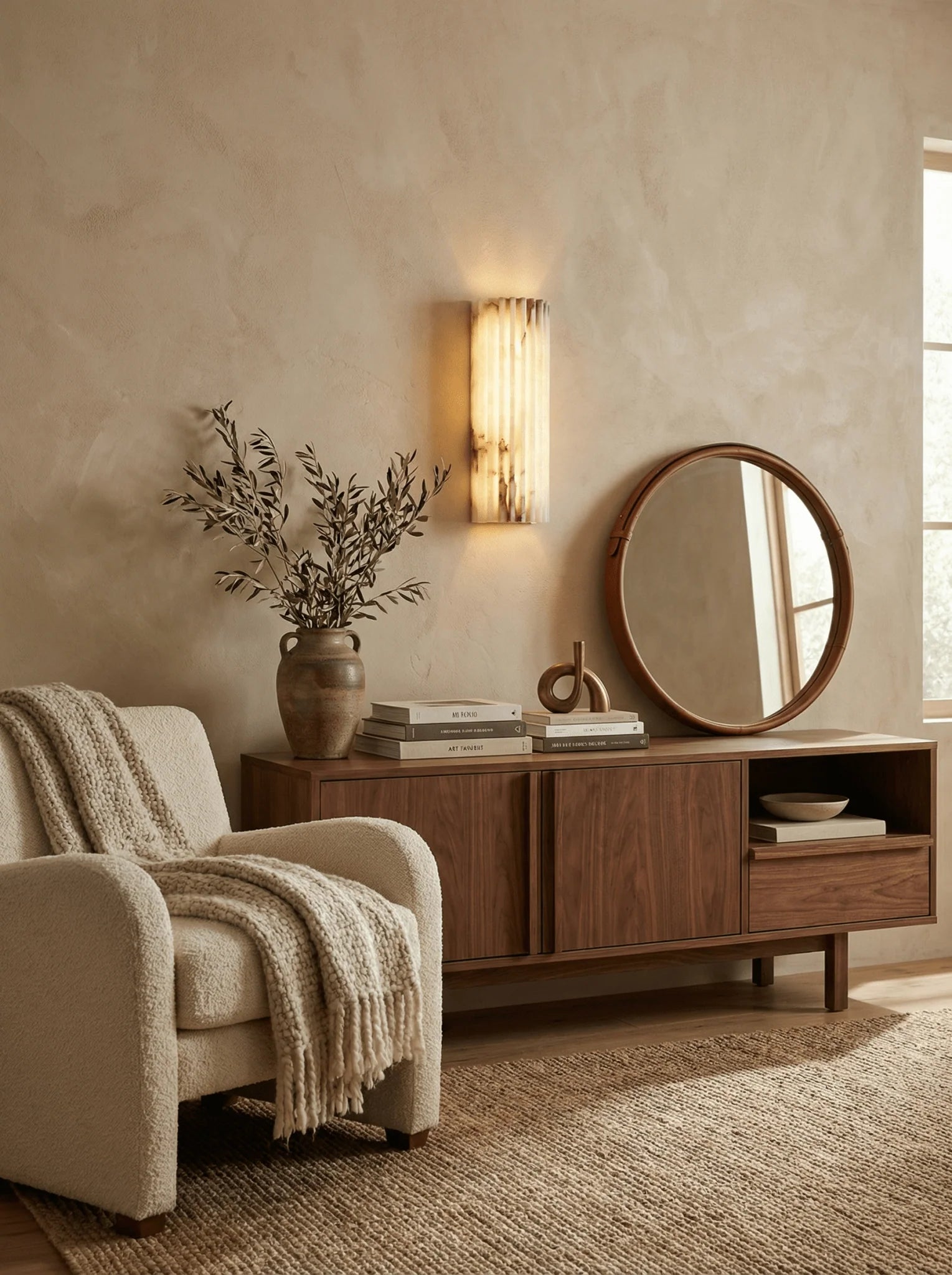 Applique Murale Design Marbre Blanc Cannelé pour Chambre & Salle à Manger | CANNELURE™