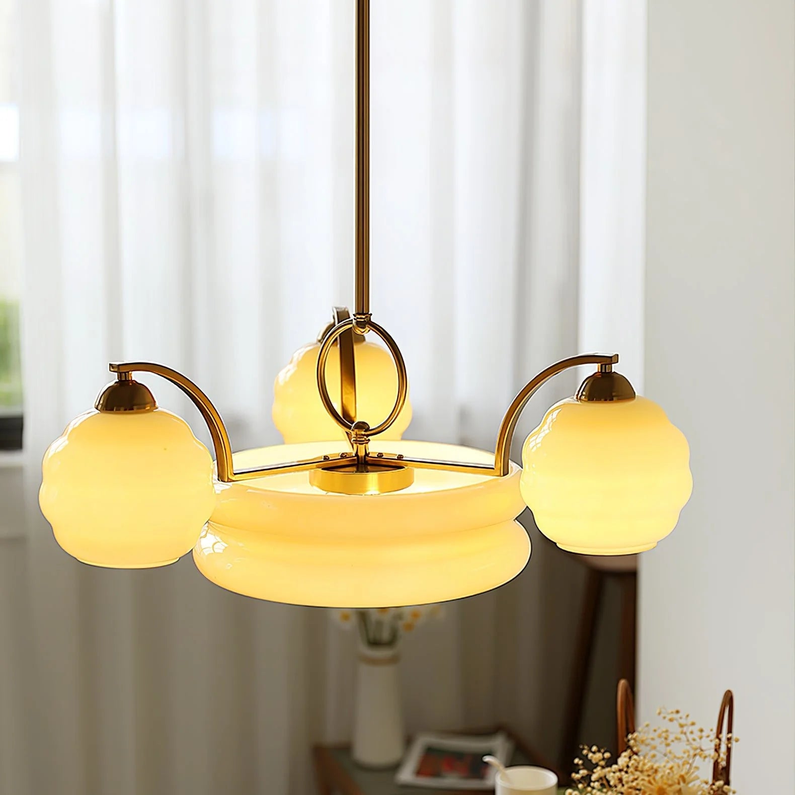 Suspension Verre Multi-Têtes Style Danois — Lustre Bauhaus Nordique Rétro | FJORD™