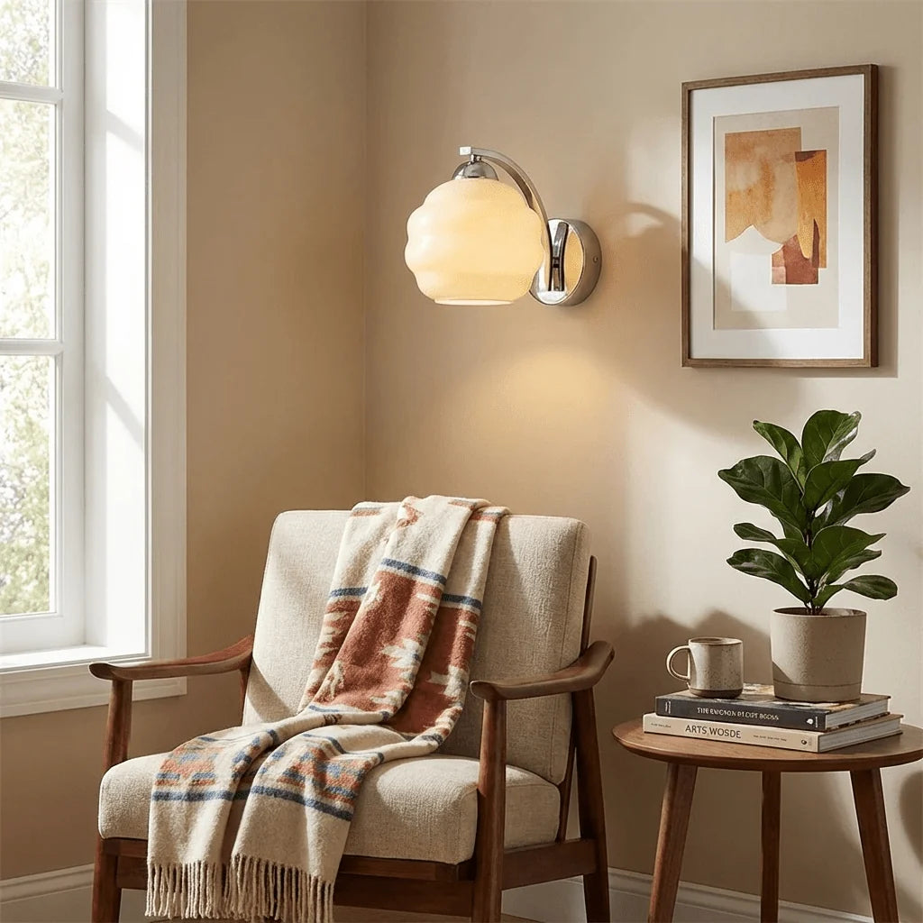 Applique Murale Globe en Verre Laiteux Style Art Déco | GALBE™