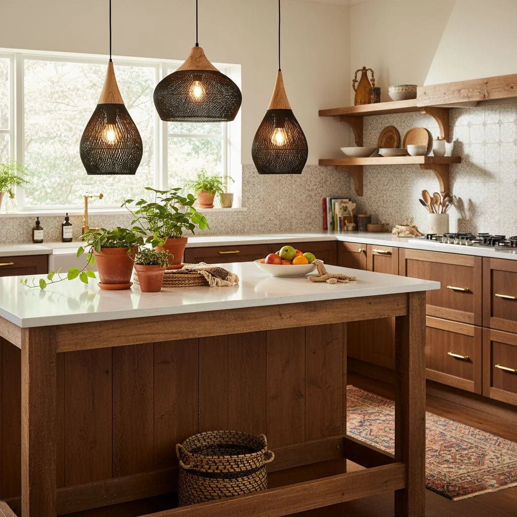 Suspension en Rotin Tressé — Lustre Style Asie du Sud-Est | OSIER™
