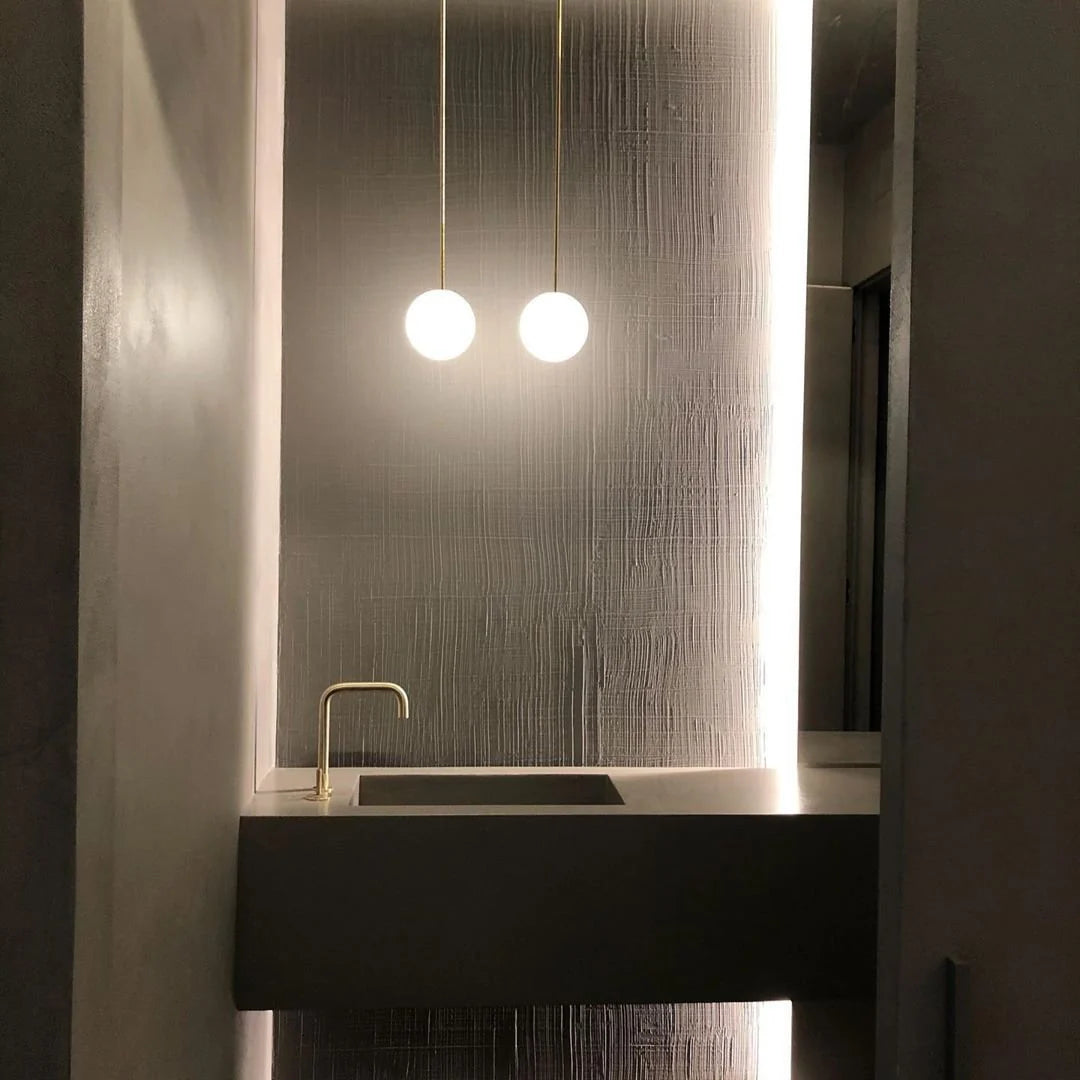 Suspension Boule en Verre Blanc — Lustre Minimaliste Style Moderne | BILLE™