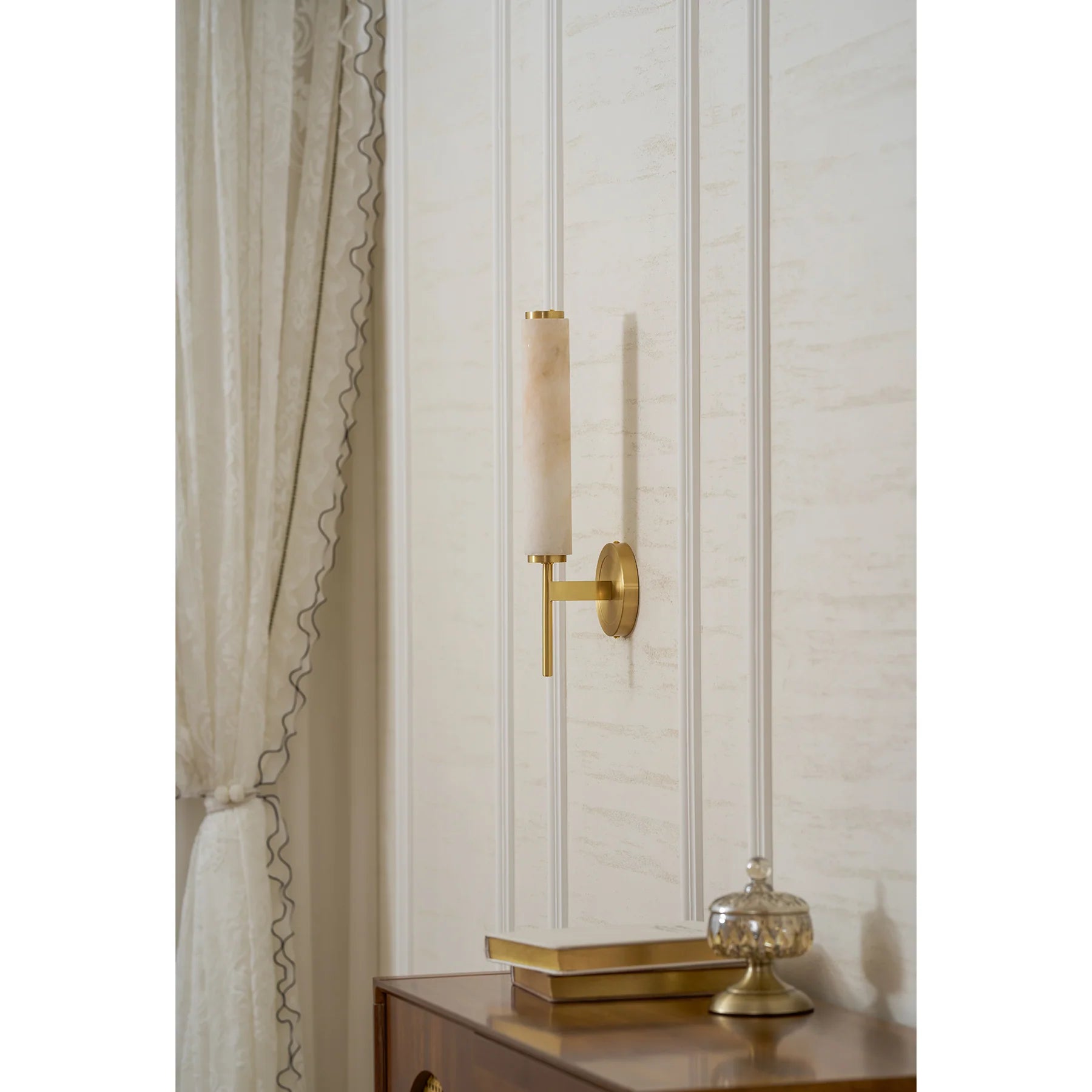 Applique Murale en Marbre Sculpté & Cuivre — Lampe Décorative Style Moderne | MARBRURE™