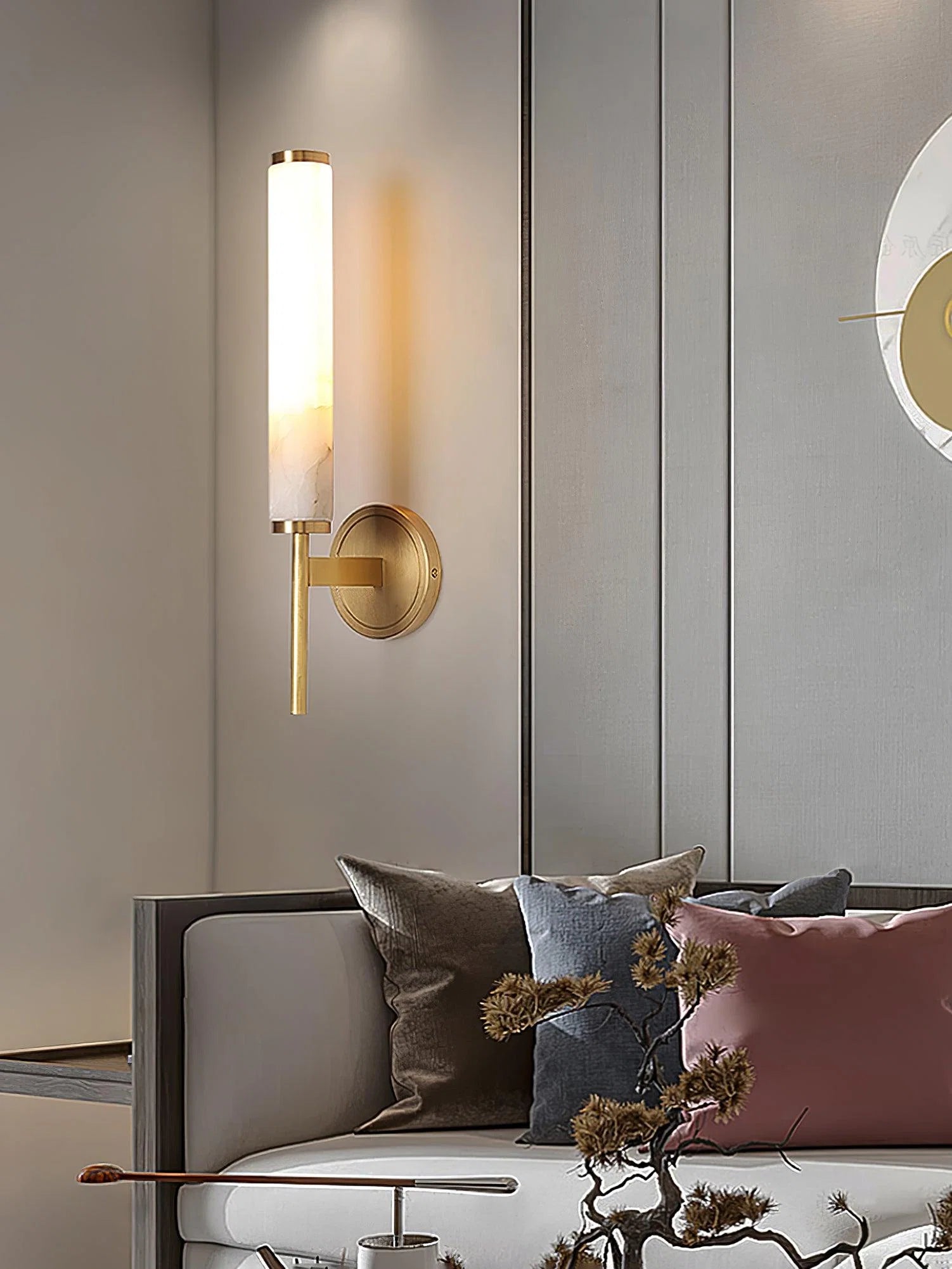 Applique Murale en Marbre Sculpté & Cuivre — Lampe Décorative Style Moderne | MARBRURE™
