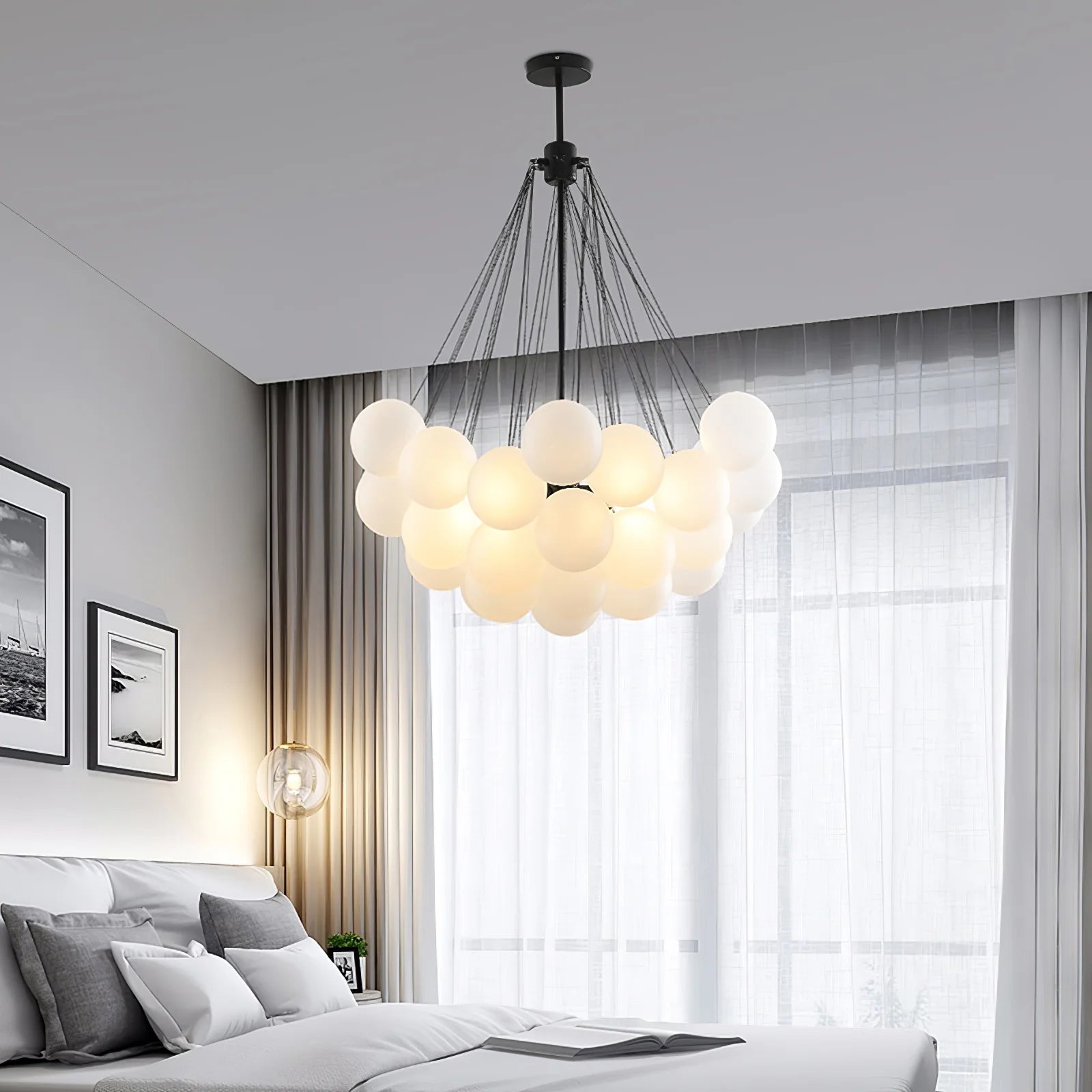 Lustre Boule de Verre Dépoli Multi-Têtes | ESSAIM™