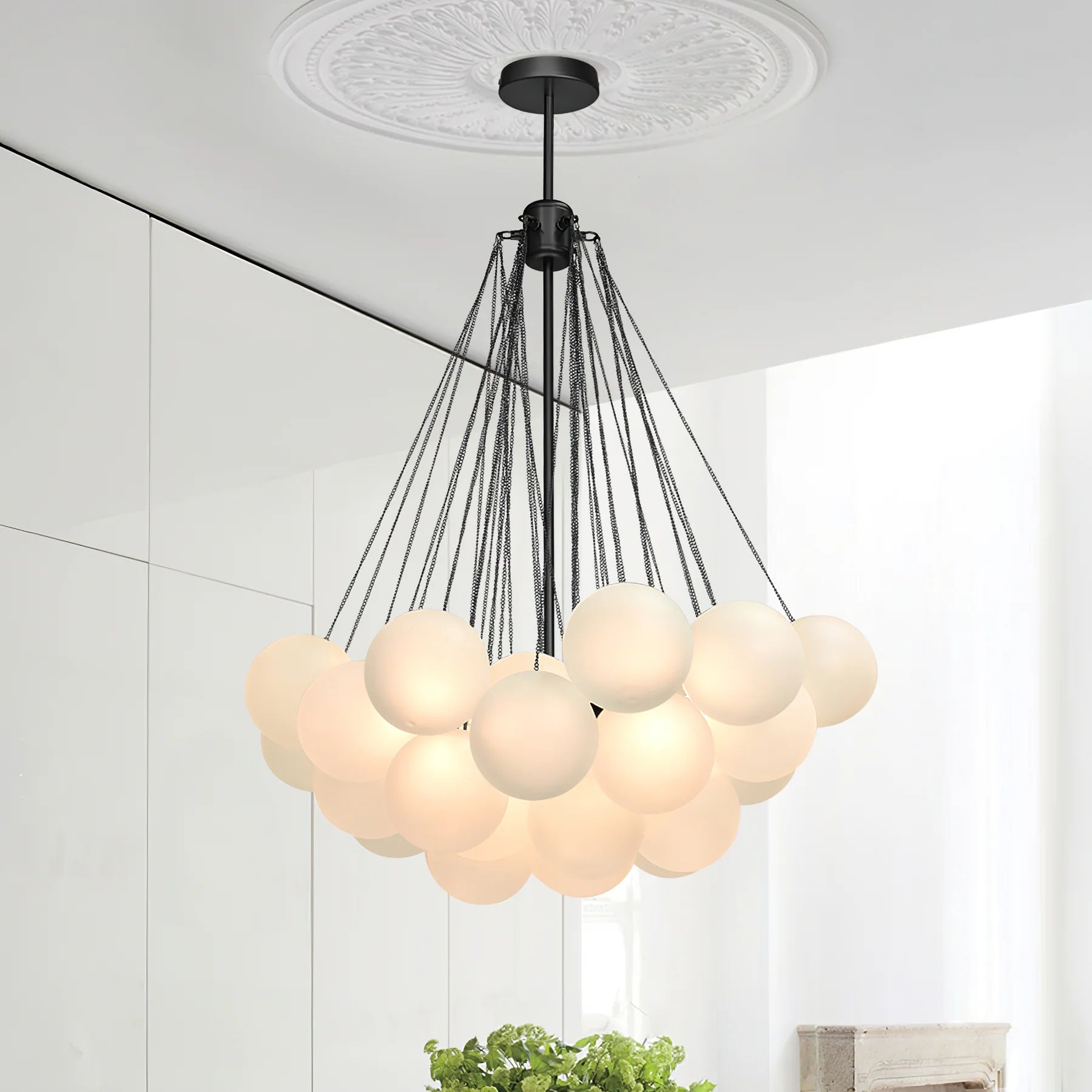 Lustre Boule de Verre Dépoli Multi-Têtes | ESSAIM™
