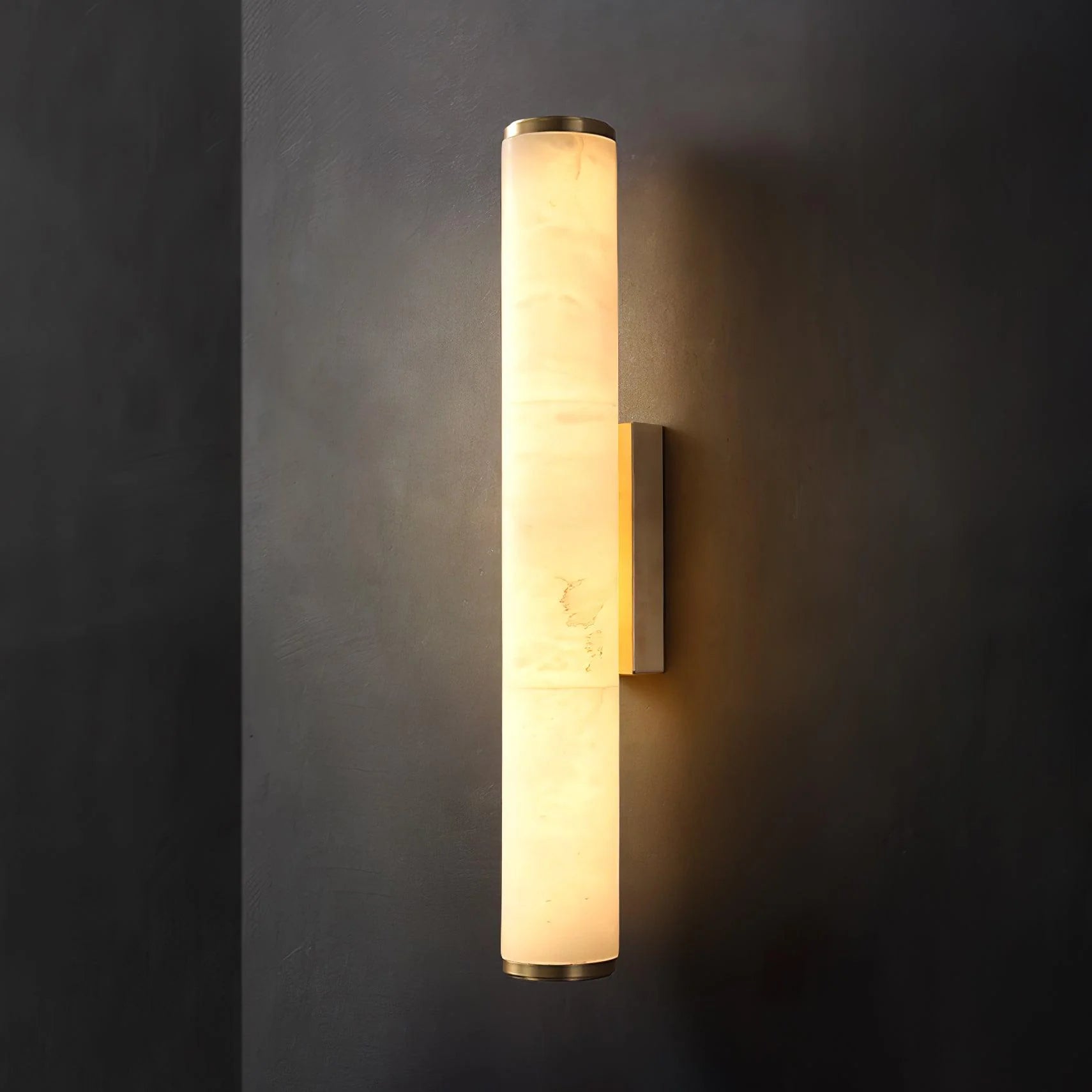 Applique Murale en Pierre Imitation Marbre & Cuivre — Lampe Barre Style Moderne Neutre | CALCAIRE™
