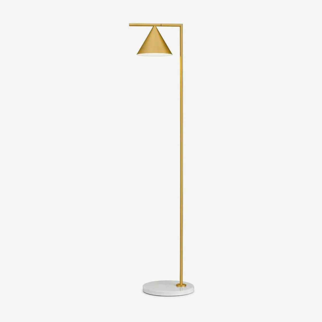 Lampadaire Doré Pied Acier & Base Marbre — Abat-jour Conique Style Classique | CANNE™