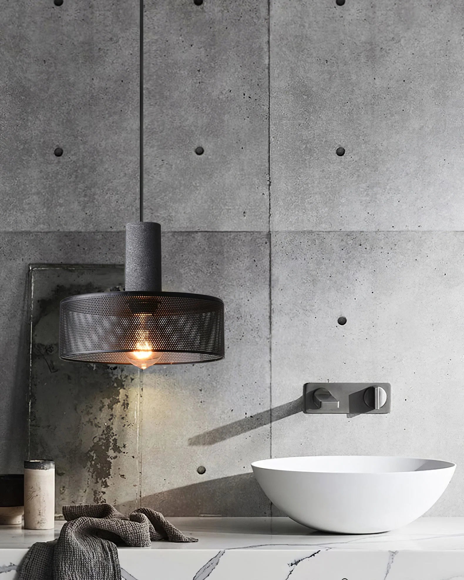 Suspension en Ciment Brut — Lustre Style Loft Industriel Vintage | BÉTON™