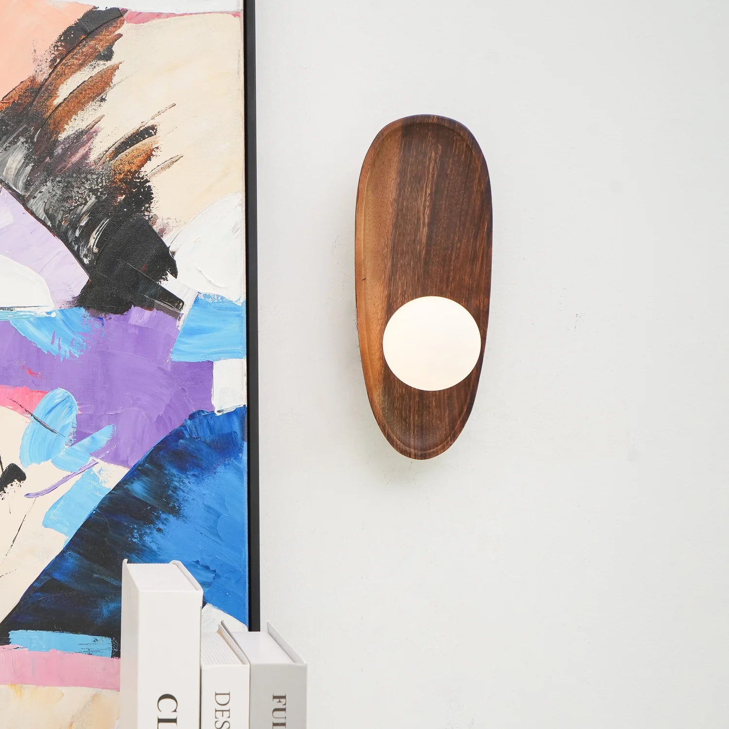 Applique Murale en Bois Naturel & Verre Teinté — Lampe Chevet Style Vintage | ÉCORCE™