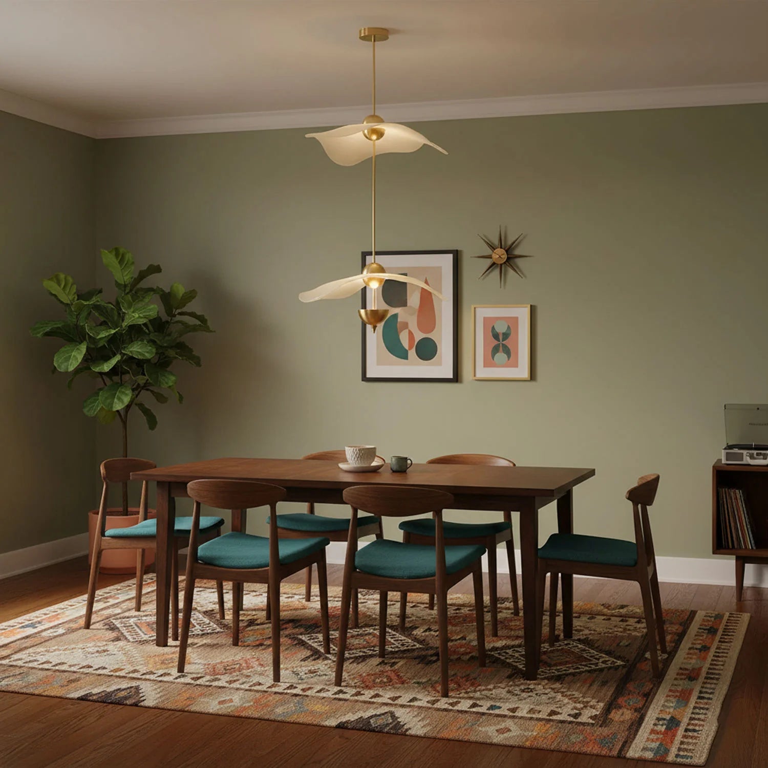 Suspension Feuille de Lotus Dorée — Lustre Art Déco Style Moderne | FEUILLAGE™