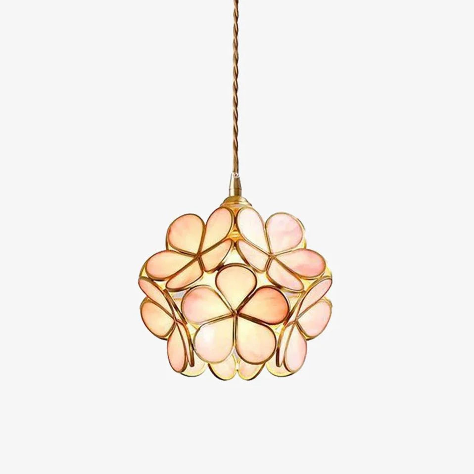 Suspension Fleur en Verre Émaillé & Cuivre — Petit Lustre Style Rétro Luxueux | TULIPE™