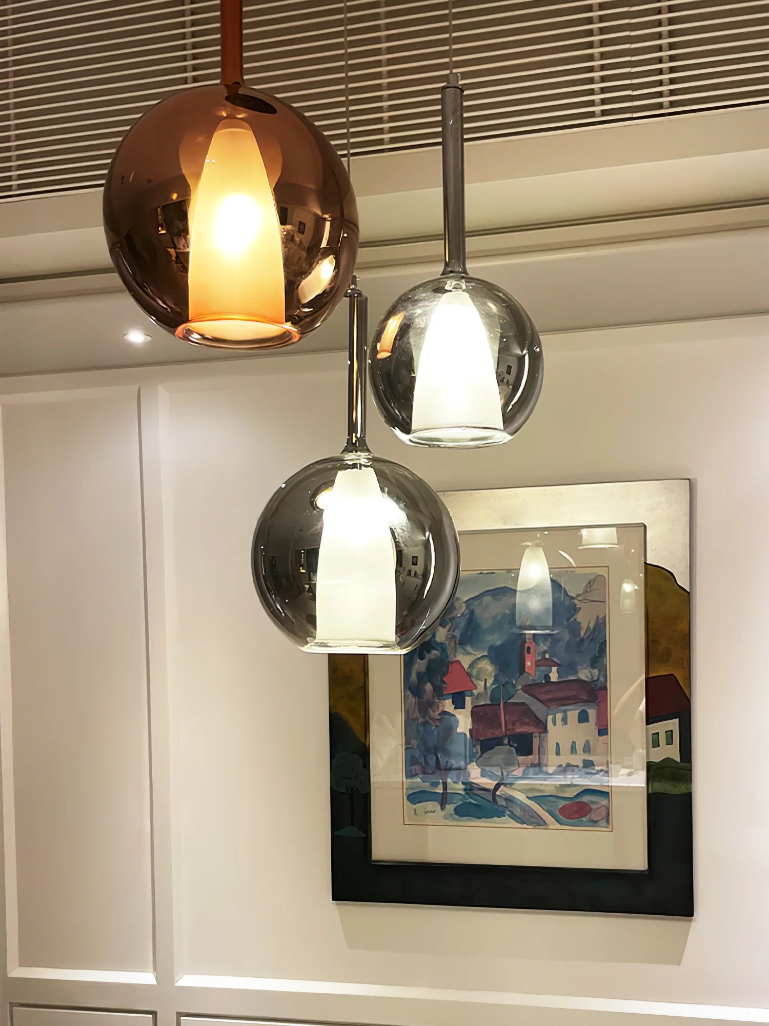 Suspension Boule en Verre Doré — Lustre Semi-Encastré Style Moderne Dimmable | GIVRE™