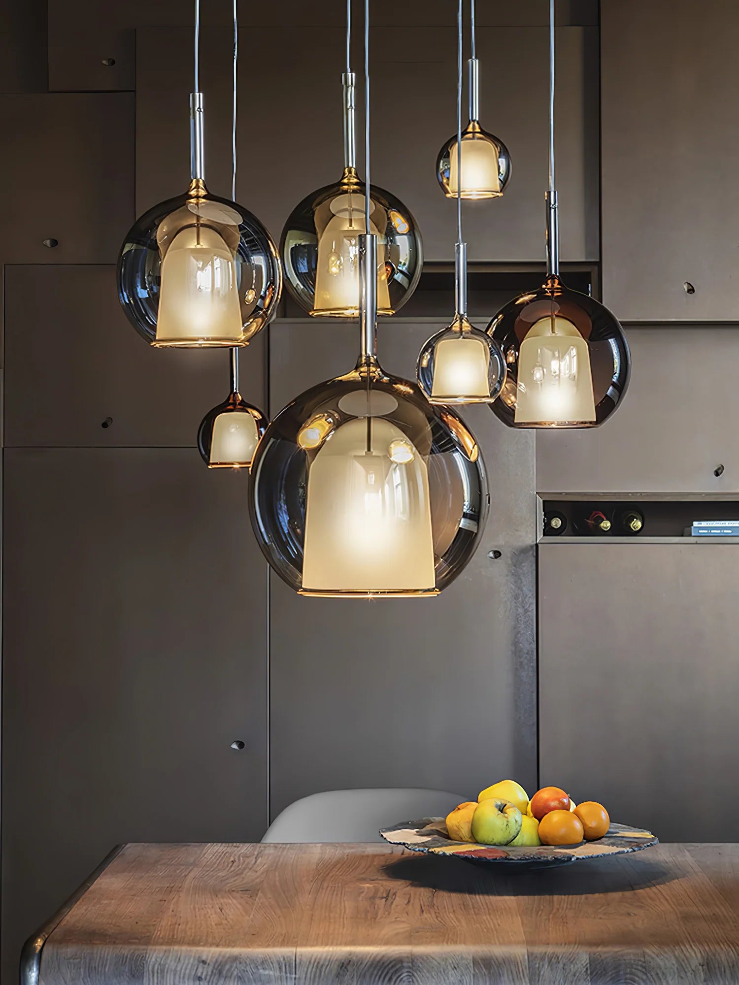 Suspension Boule en Verre Doré — Lustre Semi-Encastré Style Moderne Dimmable | GIVRE™
