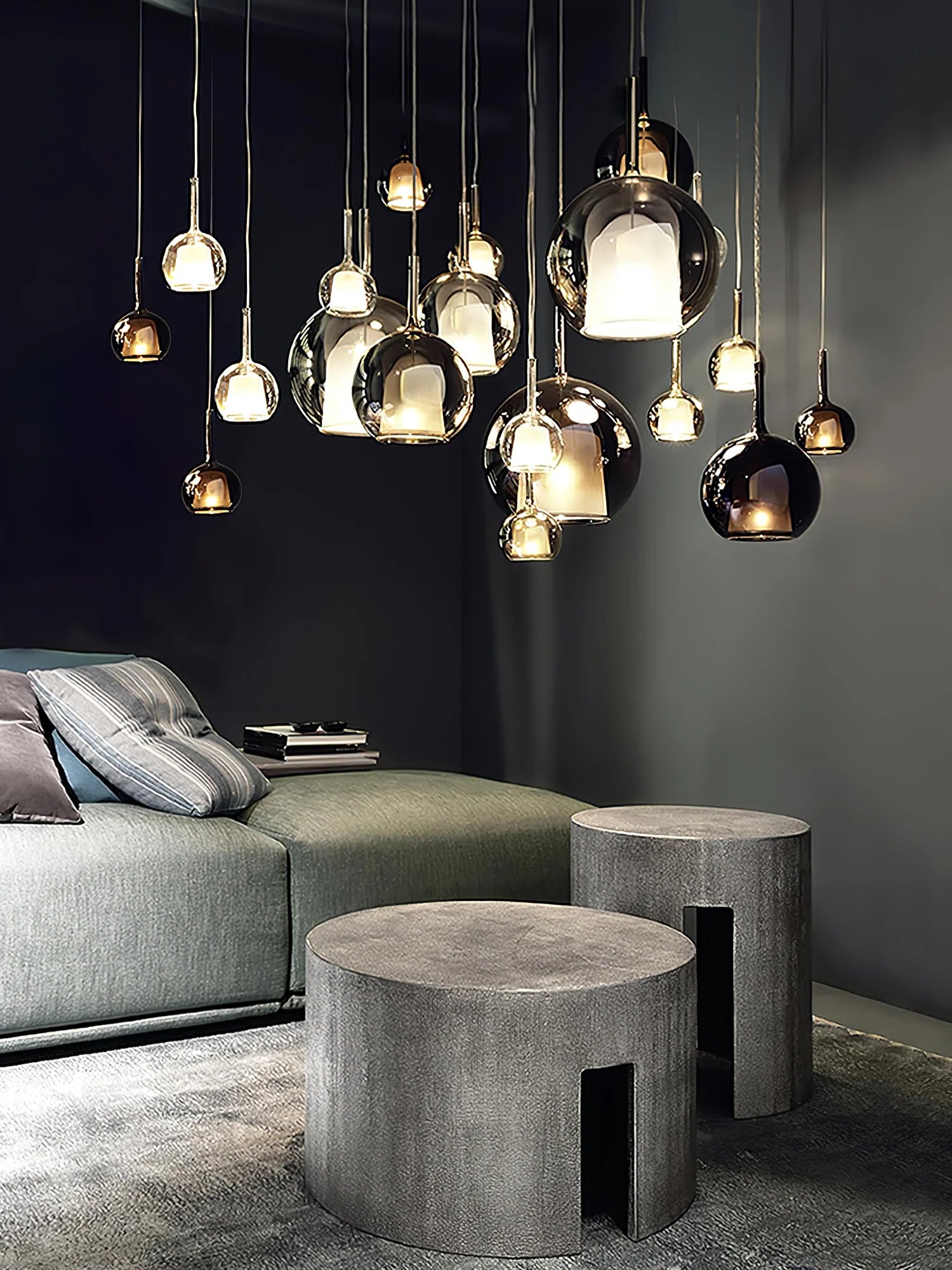 Suspension Boule en Verre Doré — Lustre Semi-Encastré Style Moderne Dimmable | GIVRE™