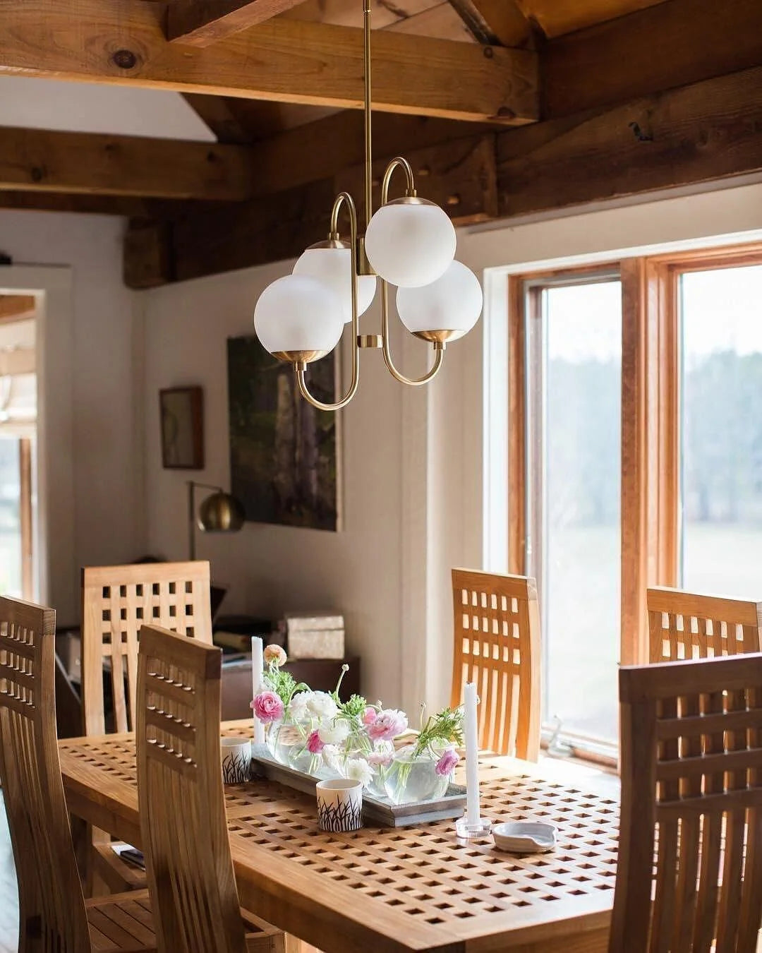 Suspension Amas de Globes en Verre & Laiton — Lustre 6 Têtes Style Moderne | AMAS™