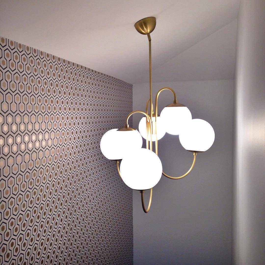 Suspension Amas de Globes en Verre & Laiton — Lustre 6 Têtes Style Moderne | AMAS™