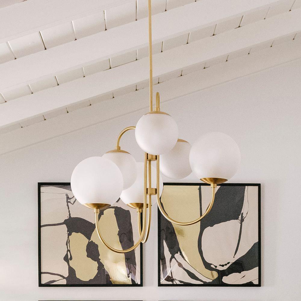 Suspension Amas de Globes en Verre & Laiton — Lustre 6 Têtes Style Moderne | AMAS™