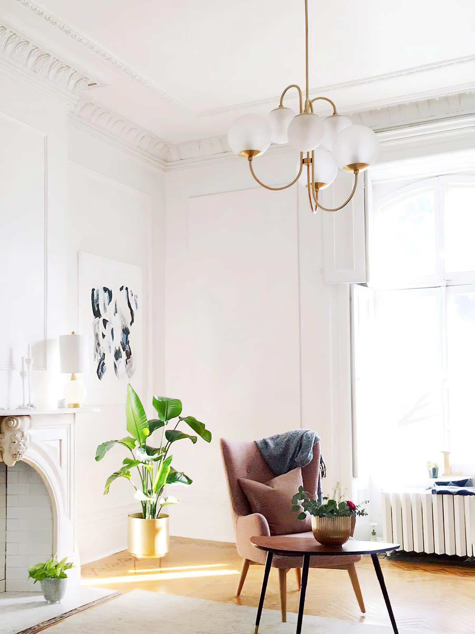 Suspension Amas de Globes en Verre & Laiton — Lustre 6 Têtes Style Moderne | AMAS™