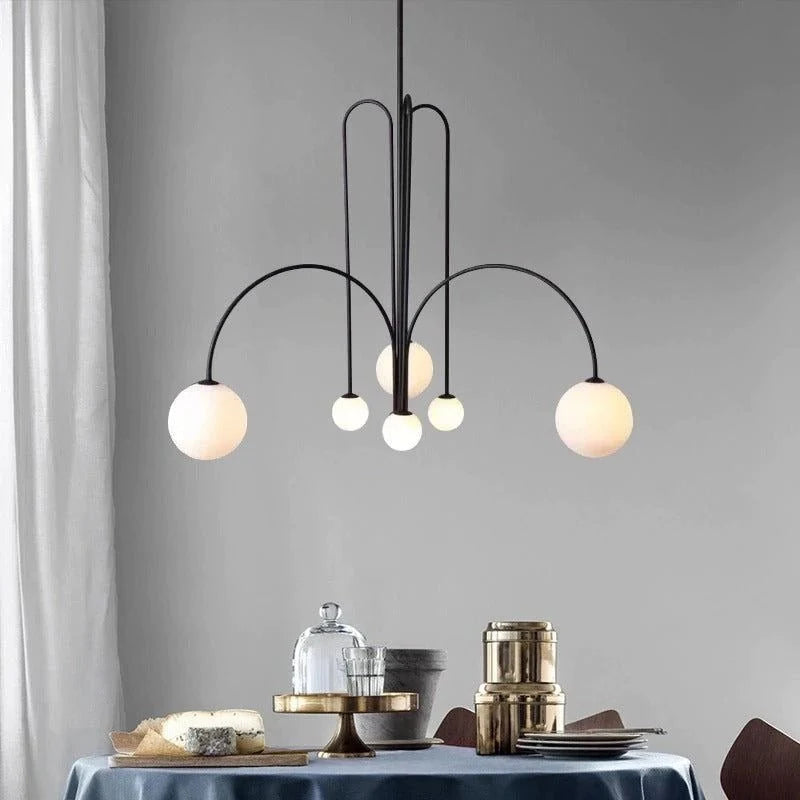 Lustre LED Design Comète Globes en Verre 6 Lumières pour Salon & Salle à Manger | MÉTÉORE™