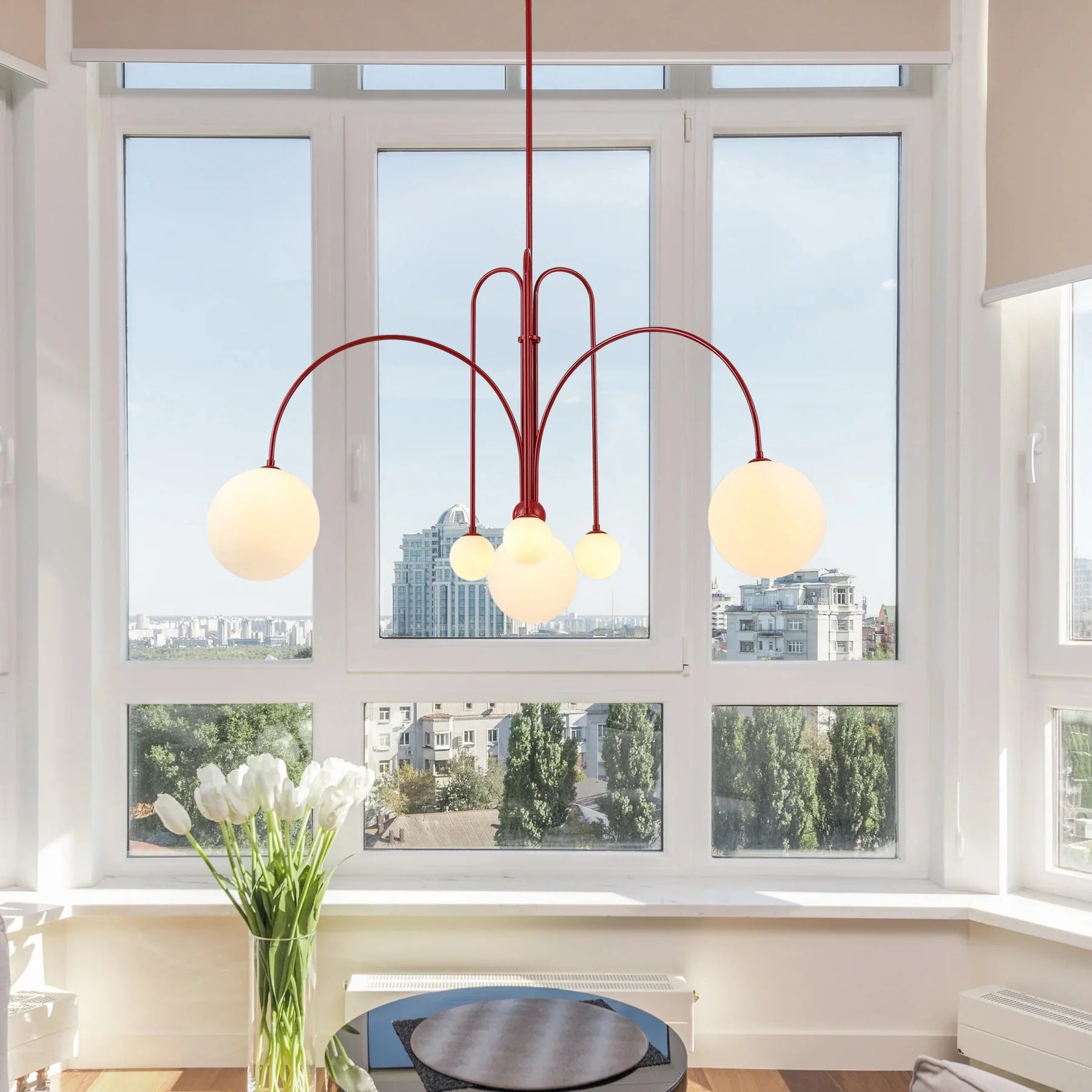Lustre LED Design Comète Globes en Verre 6 Lumières pour Salon & Salle à Manger | MÉTÉORE™