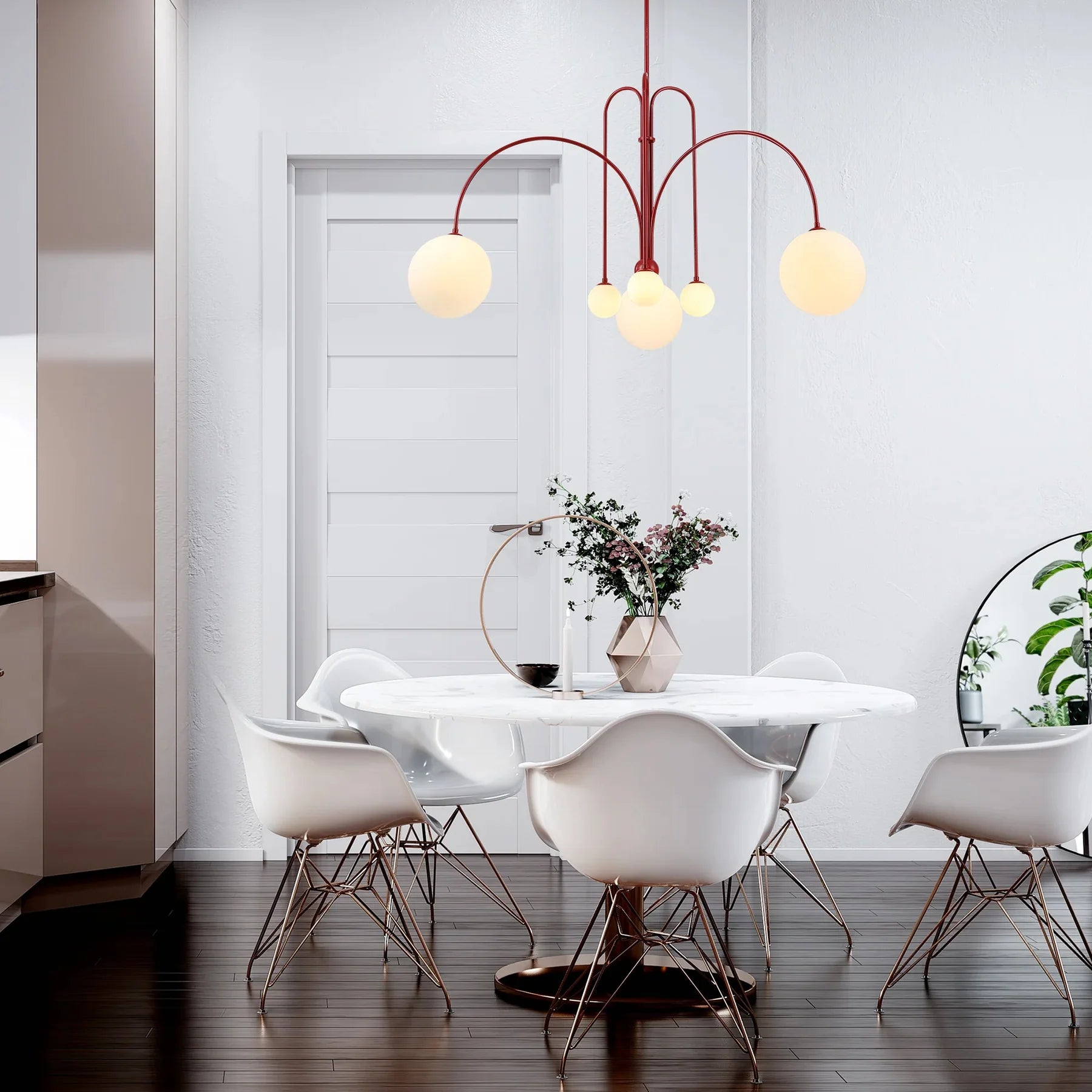 Lustre LED Design Comète Globes en Verre 6 Lumières pour Salon & Salle à Manger | MÉTÉORE™