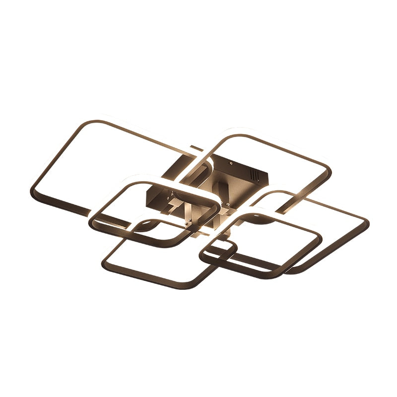 lustre plafonnier rectangulaire moderne en aluminium et acrylique avec LED et contrôle Alexa