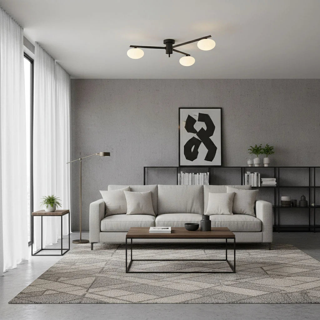 Plafonnier Art Déco Laiton Globes en Verre Façon Galet | GERBE™