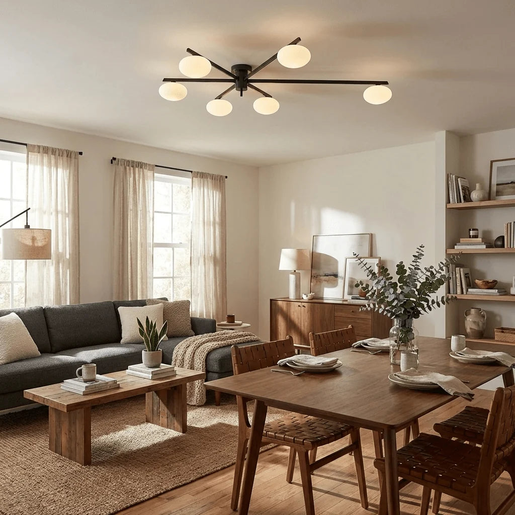Plafonnier Art Déco Laiton Globes en Verre Façon Galet | GERBE™