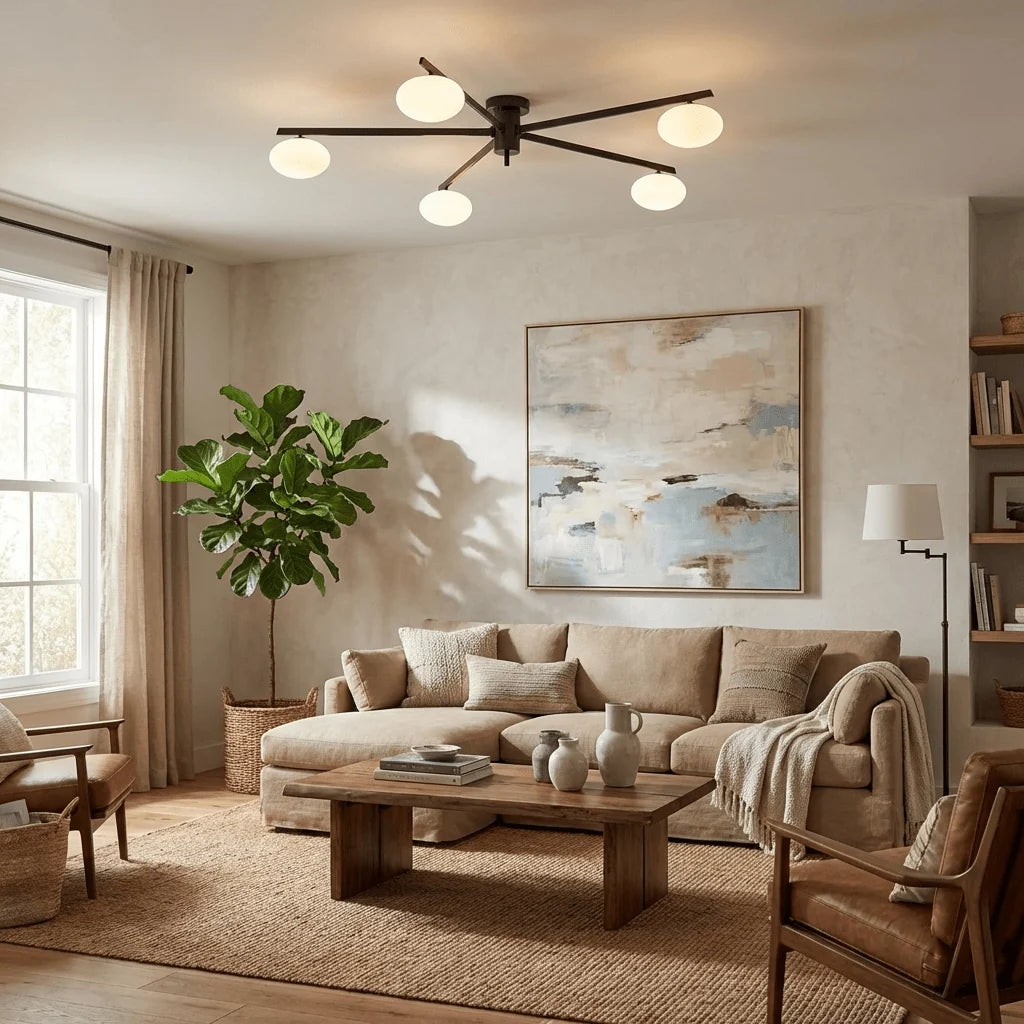 Plafonnier Art Déco Laiton Globes en Verre Façon Galet | GERBE™