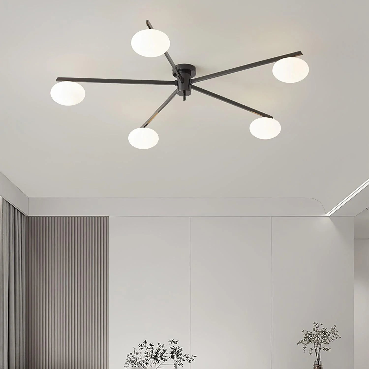Plafonnier Art Déco Laiton Globes en Verre Façon Galet | GERBE™