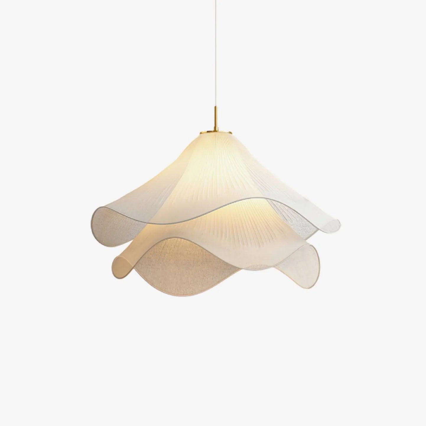 Suspension Pétales en Tissu Froncé — Lampe Style Français Crème | VOLANT™