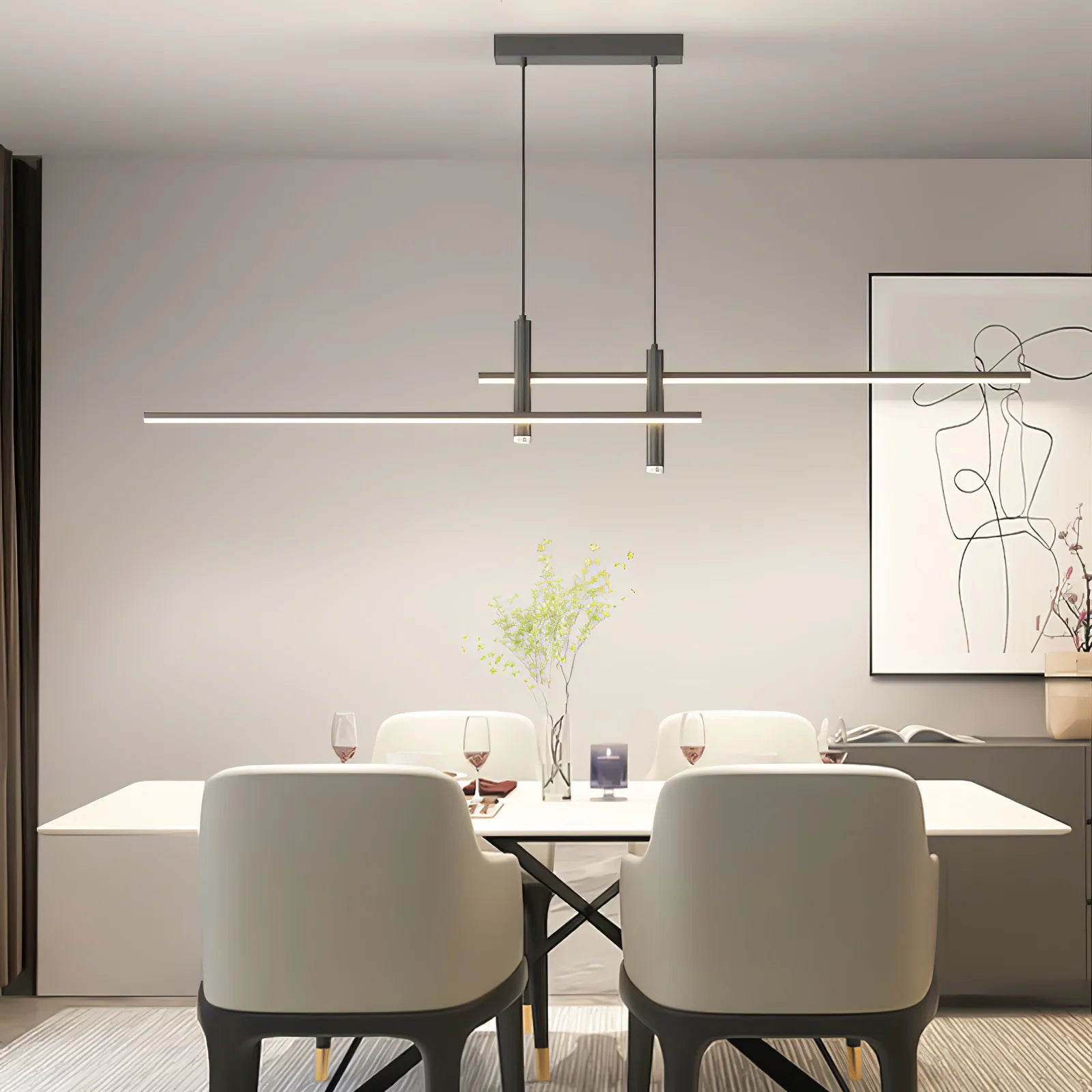 Suspension Linéaire LED Multi-Points — Lustre Minimaliste Table à Manger | CHAPELET™