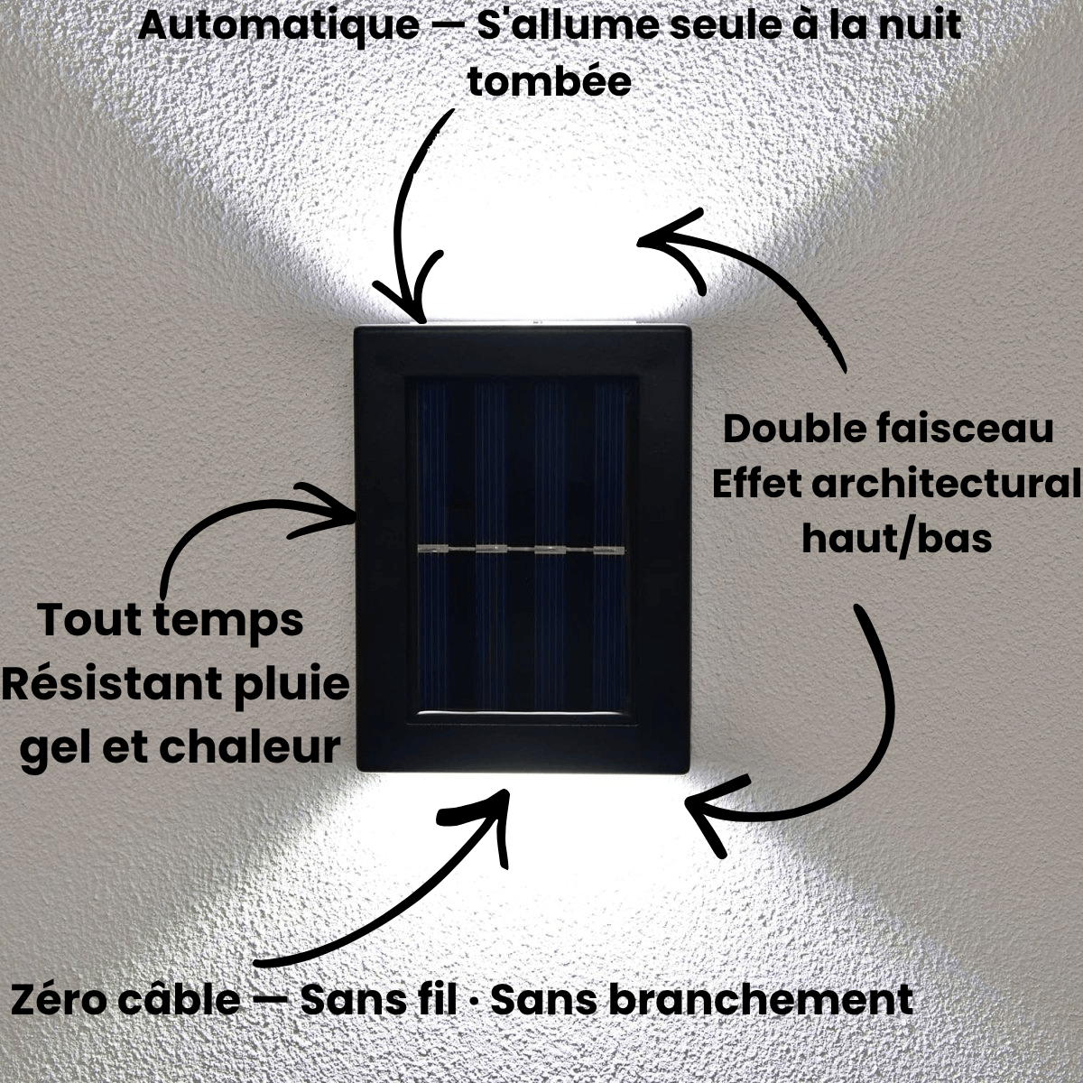 Applique Murale Solaire Design Haut et Bas Étanche | Lizzy