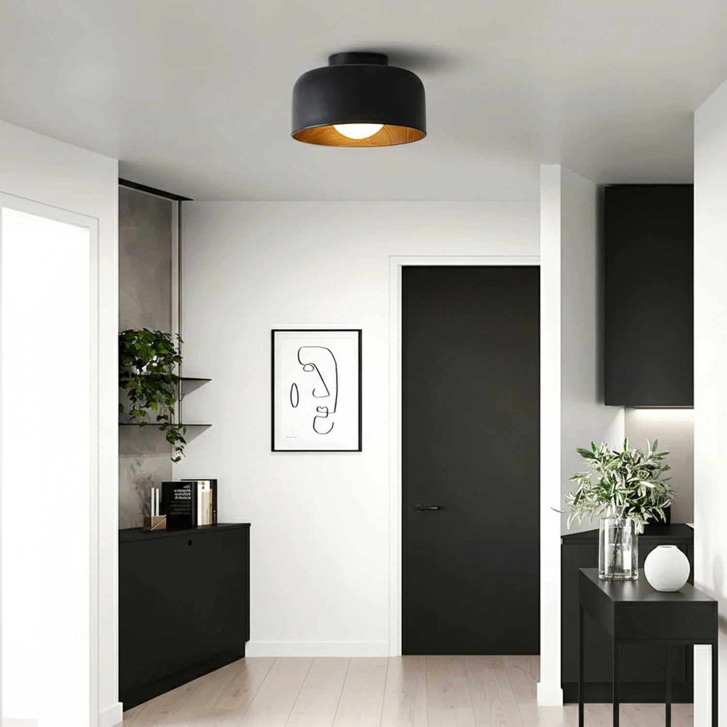 Plafonnier Rond Effet Bois Intérieur | TAMBOUR™