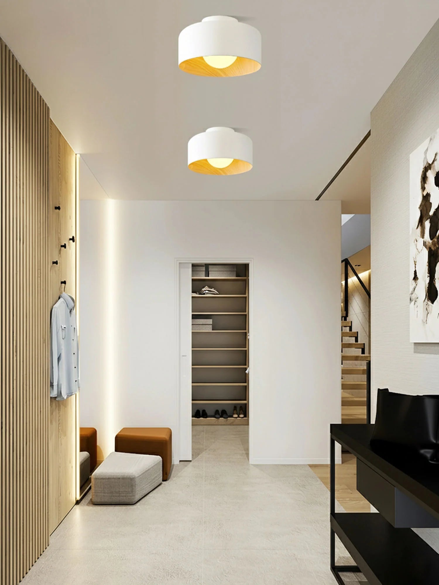 Plafonnier Rond Effet Bois Intérieur | TAMBOUR™