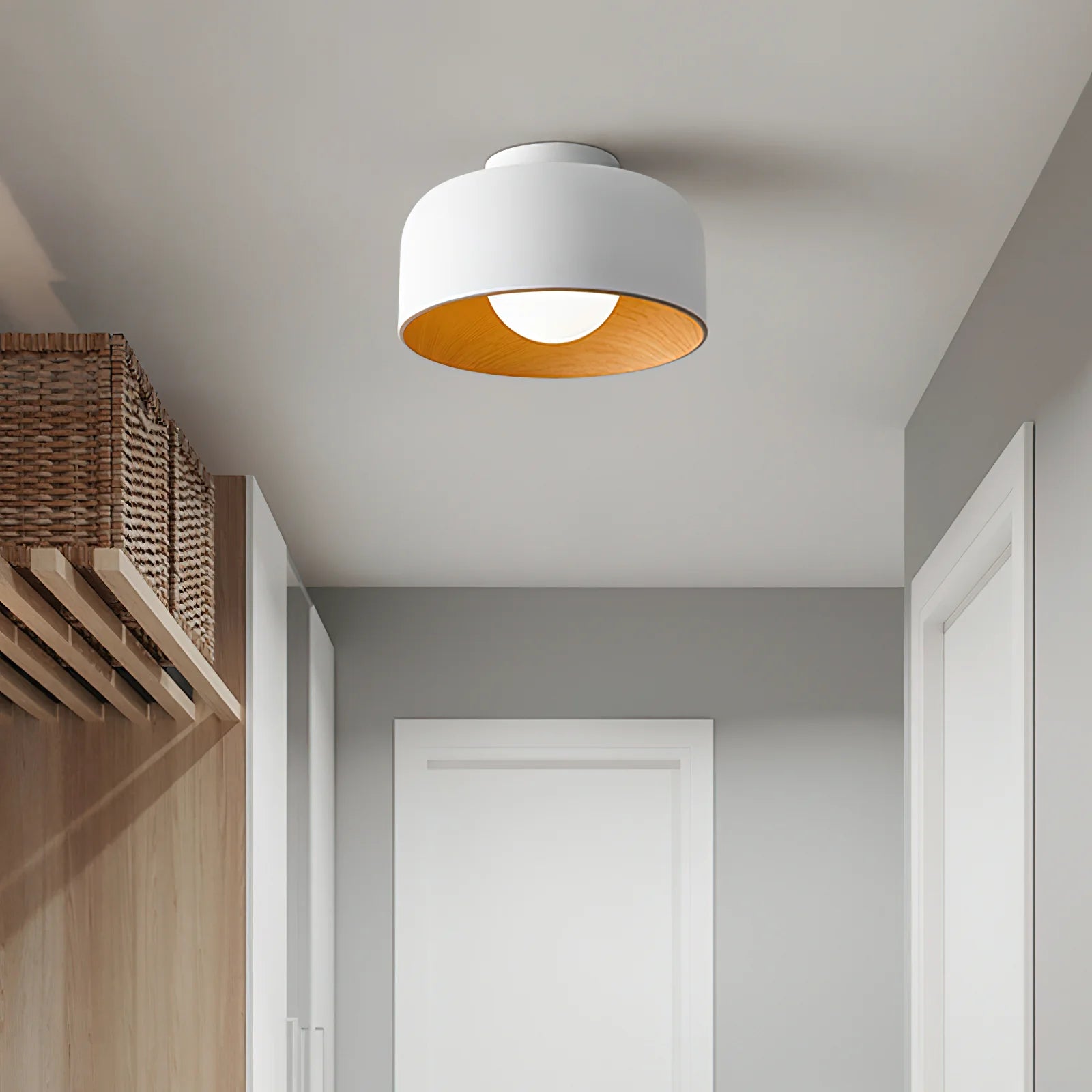 Plafonnier Rond Effet Bois Intérieur | TAMBOUR™