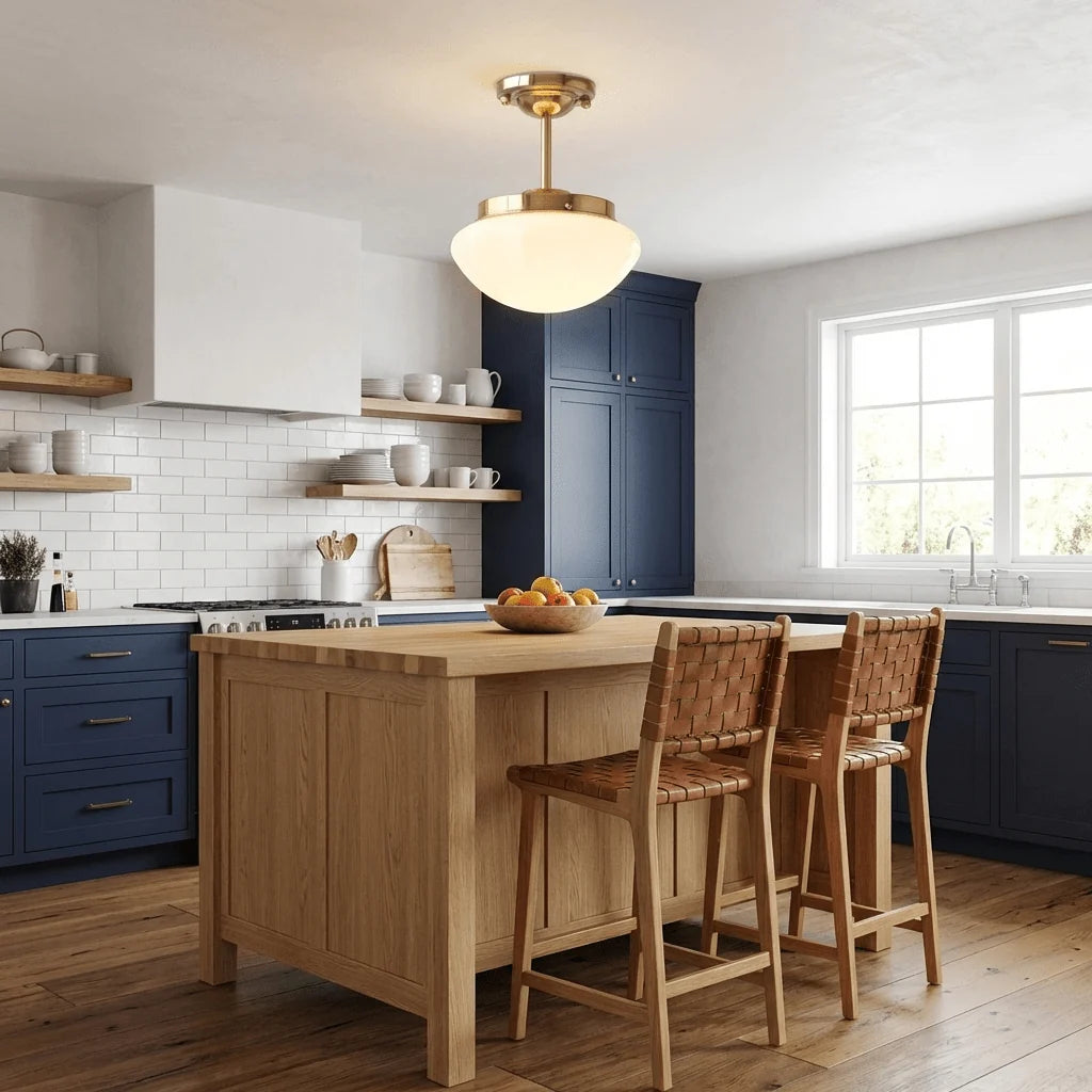 Plafonnier Semi-Encastré en Verre Crème — Lampe Plafond Style Français Contemporain | MOUSSELINE™