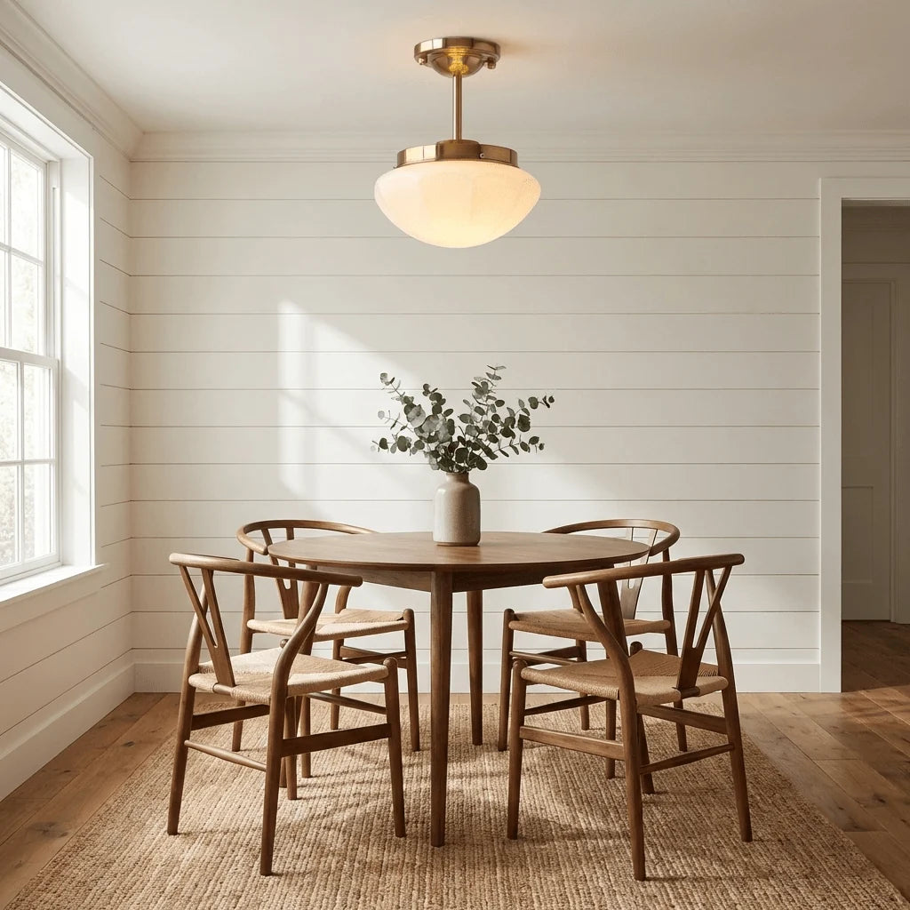 Plafonnier Semi-Encastré en Verre Crème — Lampe Plafond Style Français Contemporain | MOUSSELINE™