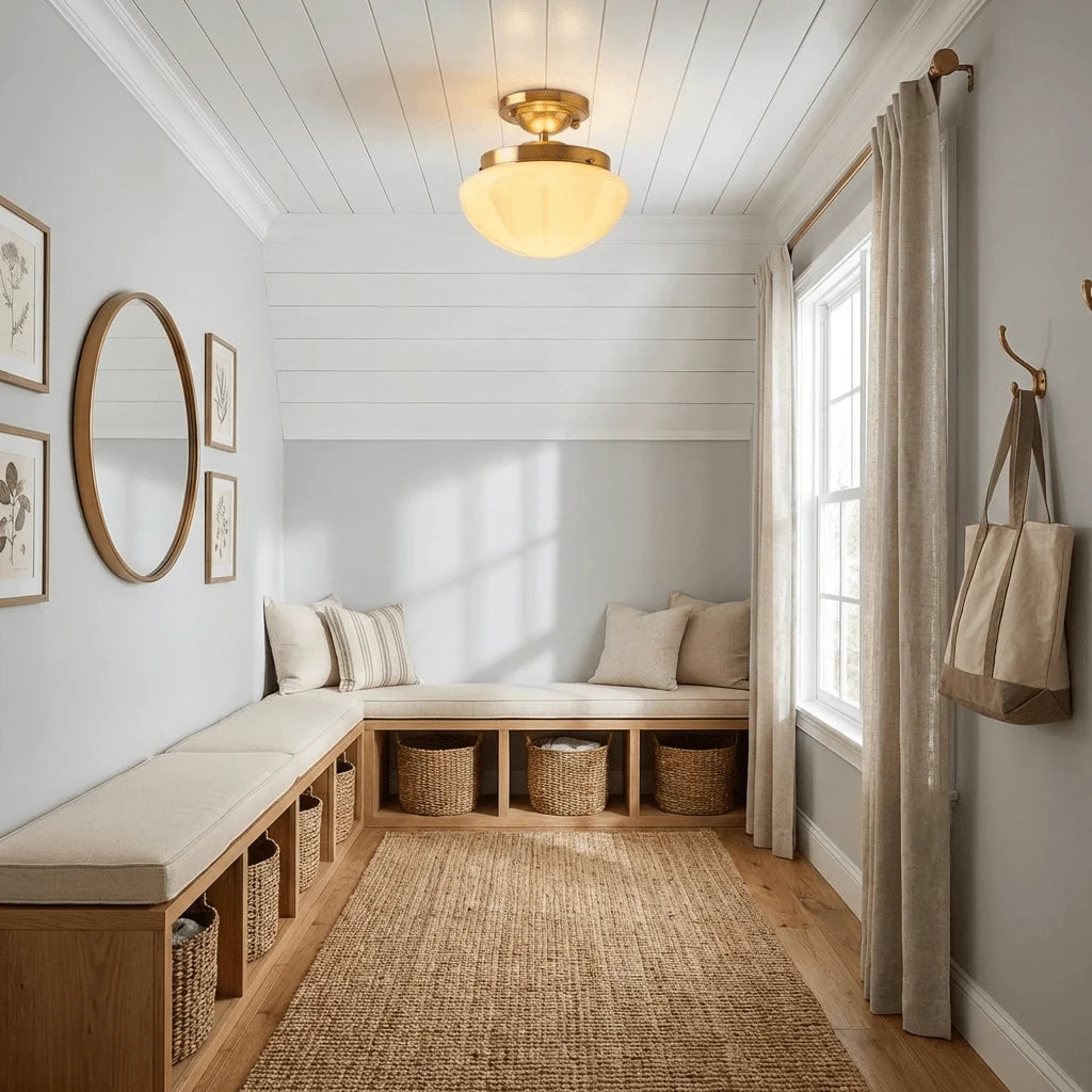 Plafonnier Semi-Encastré en Verre Crème — Lampe Plafond Style Français Contemporain | MOUSSELINE™