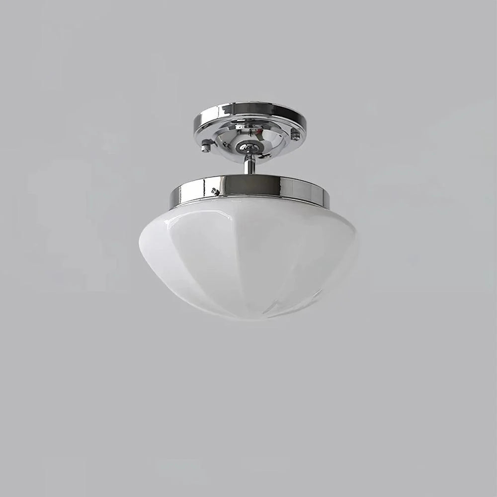 Plafonnier Semi-Encastré en Verre Crème — Lampe Plafond Style Français Contemporain | MOUSSELINE™