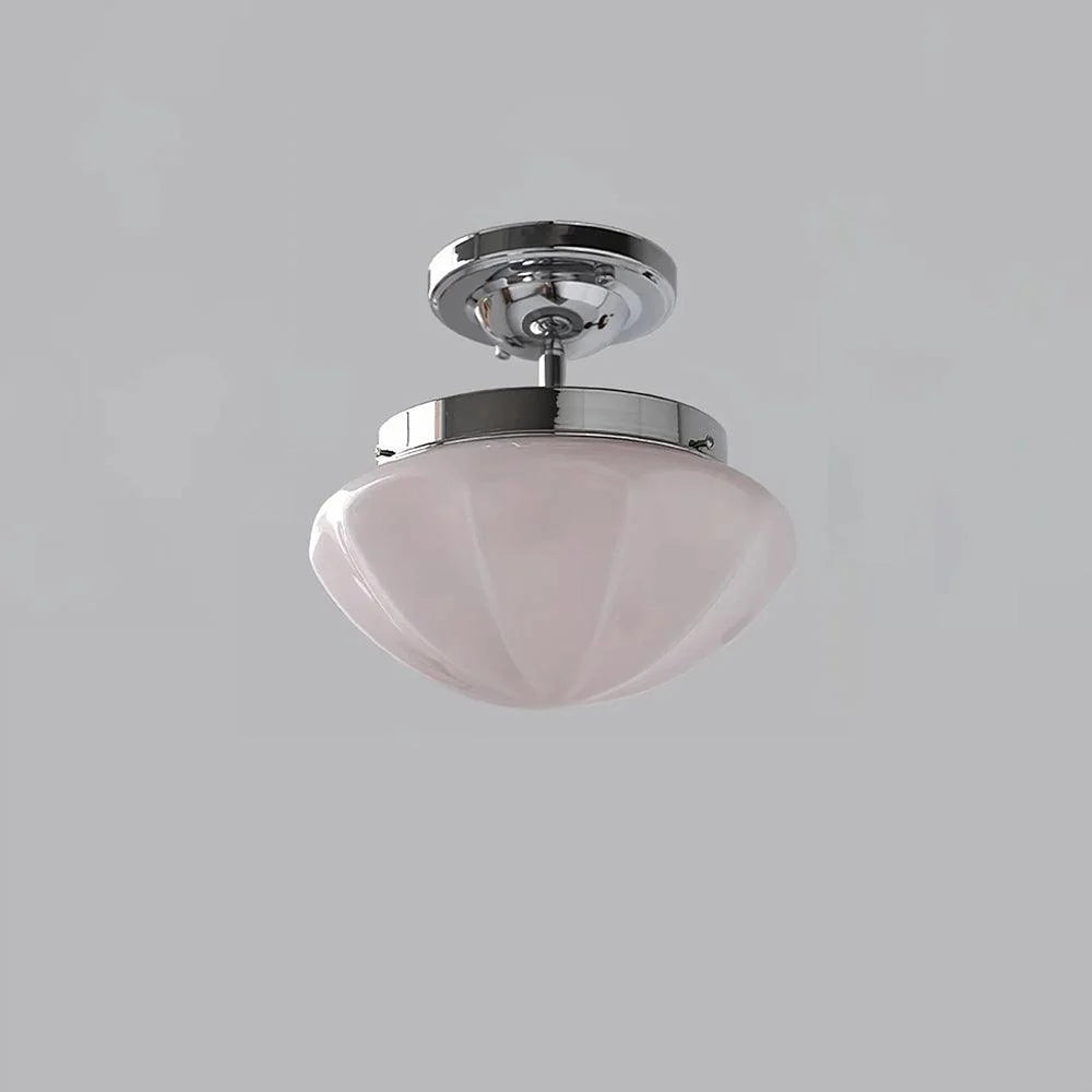 Plafonnier Semi-Encastré en Verre Crème — Lampe Plafond Style Français Contemporain | MOUSSELINE™