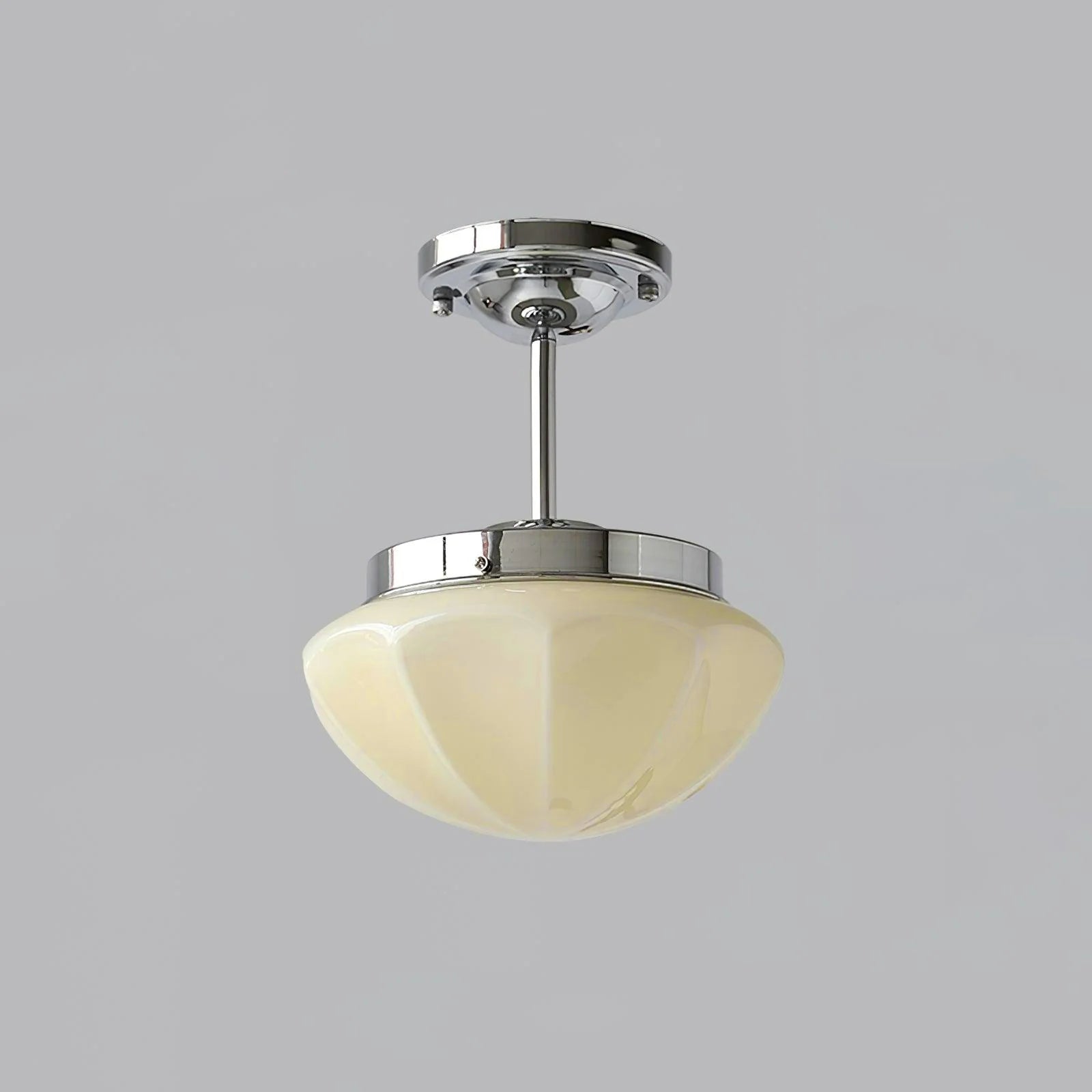 Plafonnier Semi-Encastré en Verre Crème — Lampe Plafond Style Français Contemporain | MOUSSELINE™