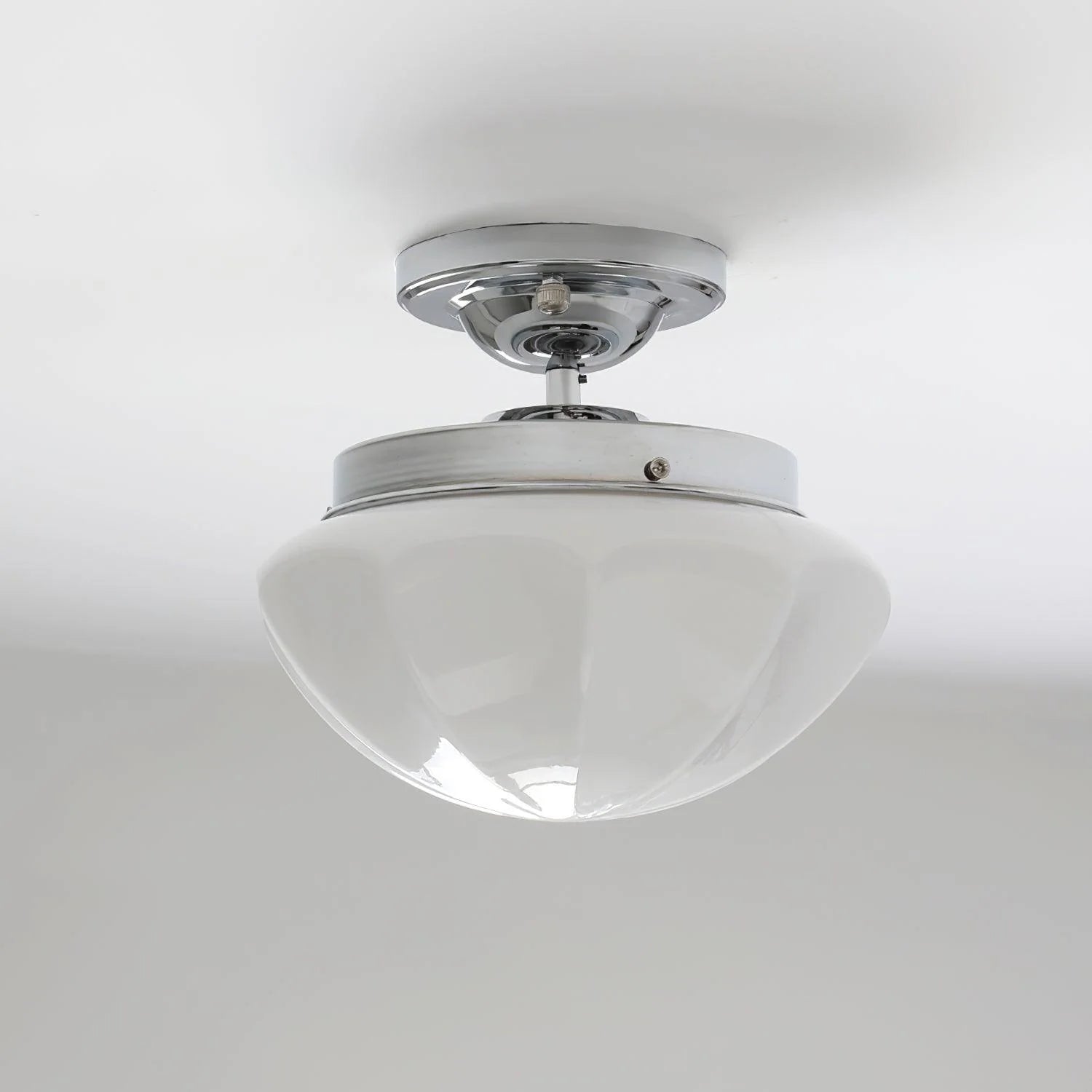 Plafonnier Semi-Encastré en Verre Crème — Lampe Plafond Style Français Contemporain | MOUSSELINE™