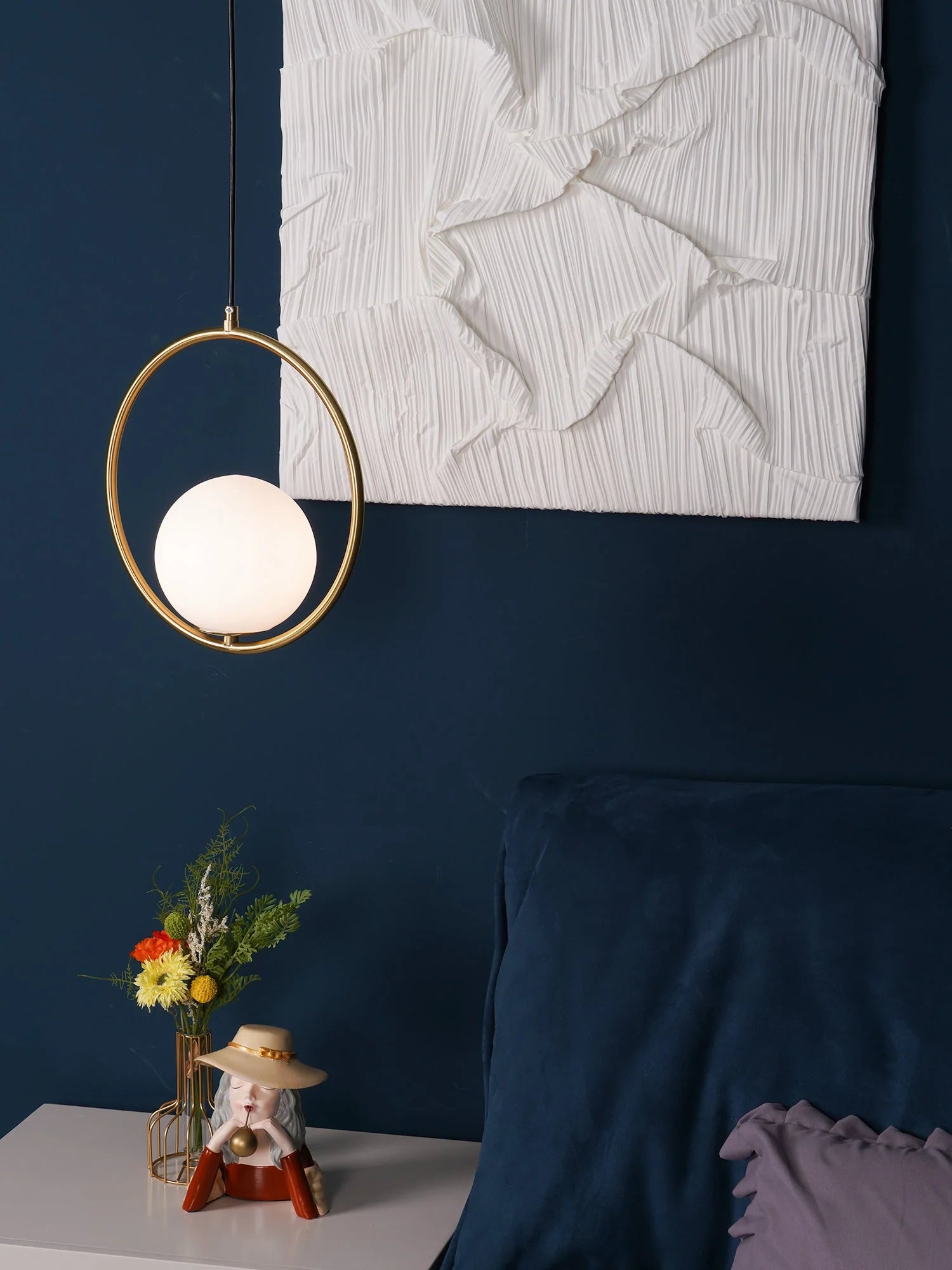 Suspension Boule de Verre & Tige Métal — Petit Lustre Style Bar Minimaliste | GOUTTELETTE™