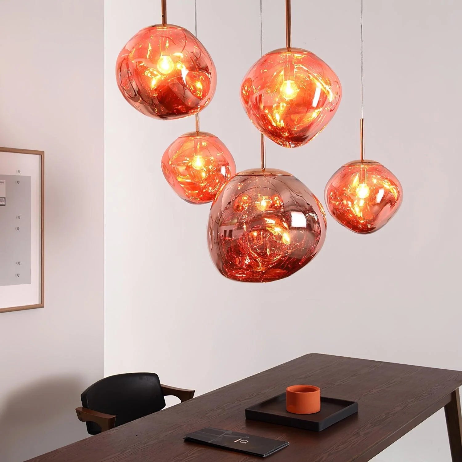 Suspension Design Verre Effet Lave Métallique pour Salon & Salle à Manger | LAVE™