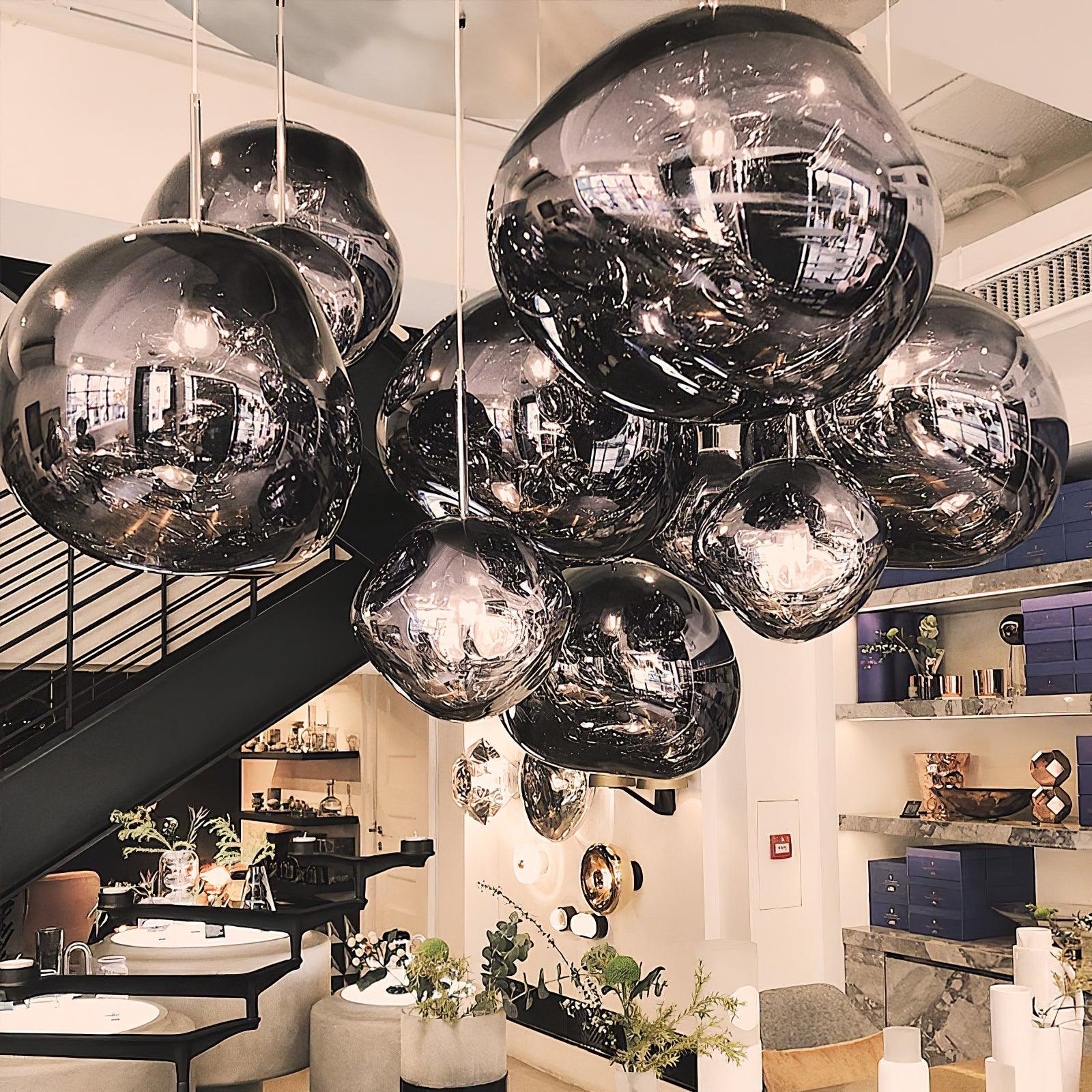 Suspension Design Verre Effet Lave Métallique pour Salon & Salle à Manger | LAVE™
