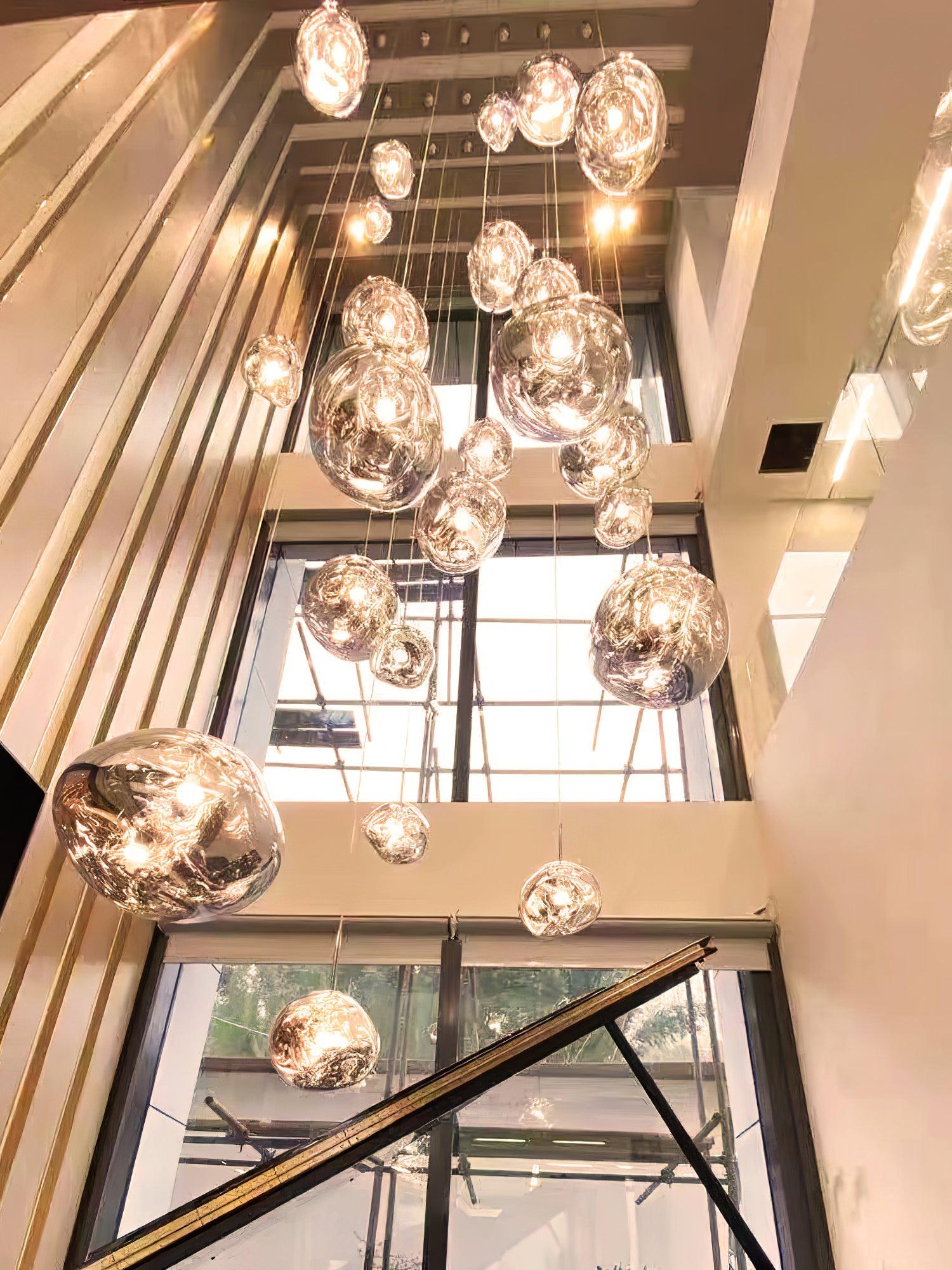 Suspension Design Verre Effet Lave Métallique pour Salon & Salle à Manger | LAVE™